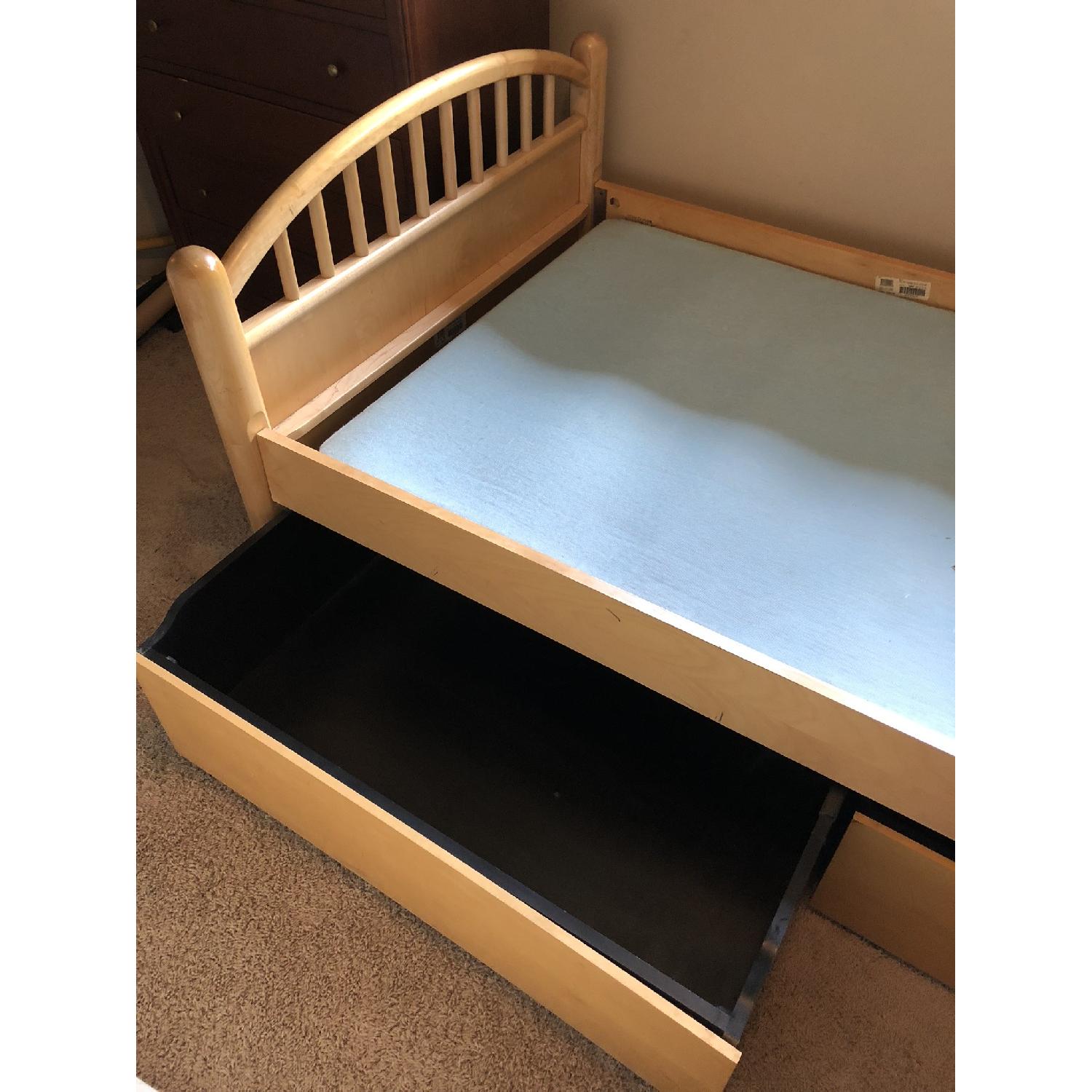 Stanley Natural Wood Twin Bed w/ 2 Storage Drawers - image-5