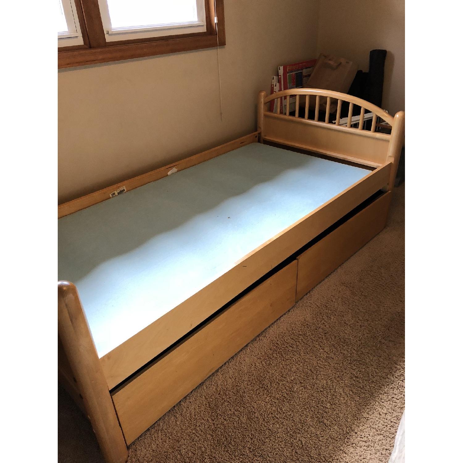 Stanley Natural Wood Twin Bed w/ 2 Storage Drawers - image-8