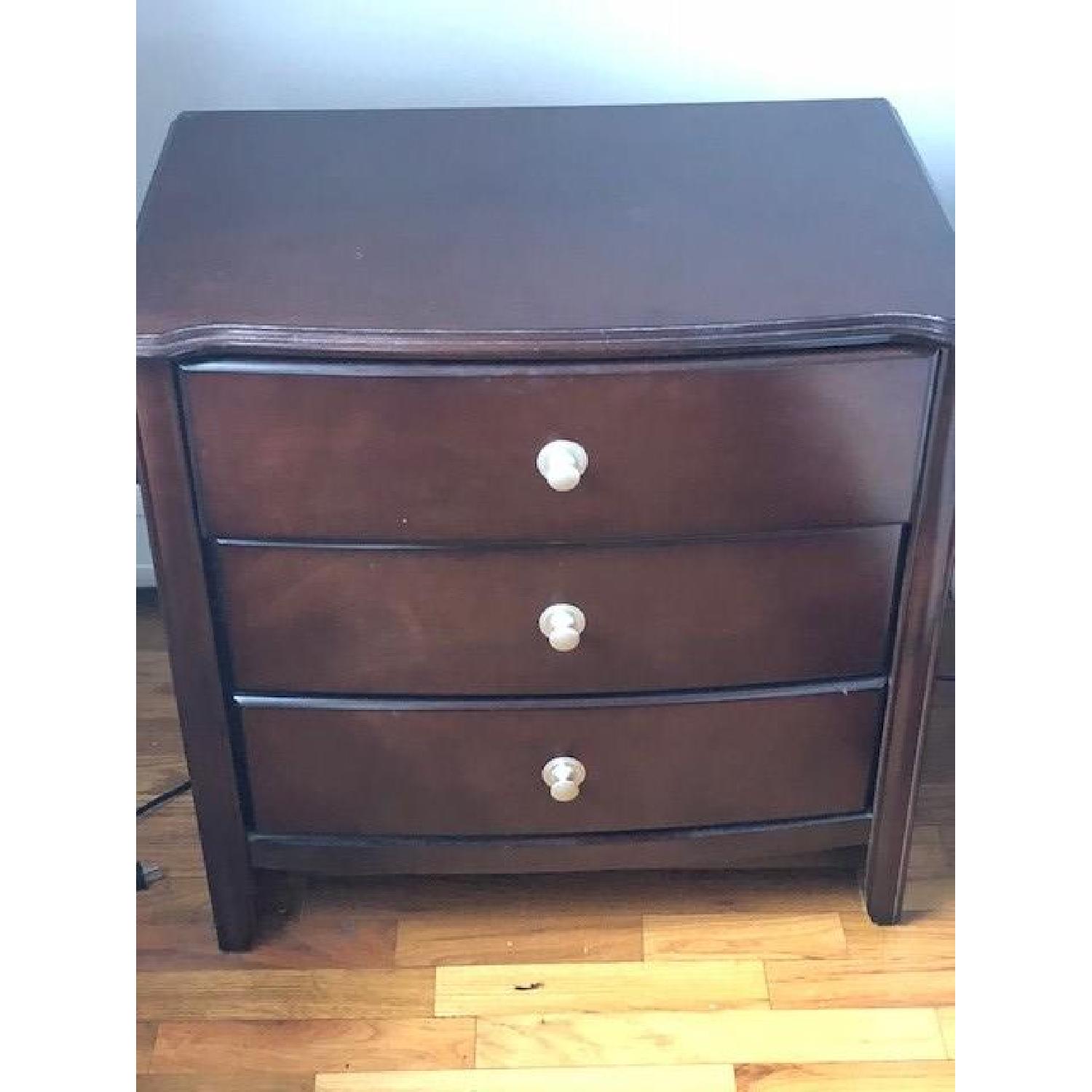 Bob's Dark Brown 3 Drawer Nightstand AptDeco