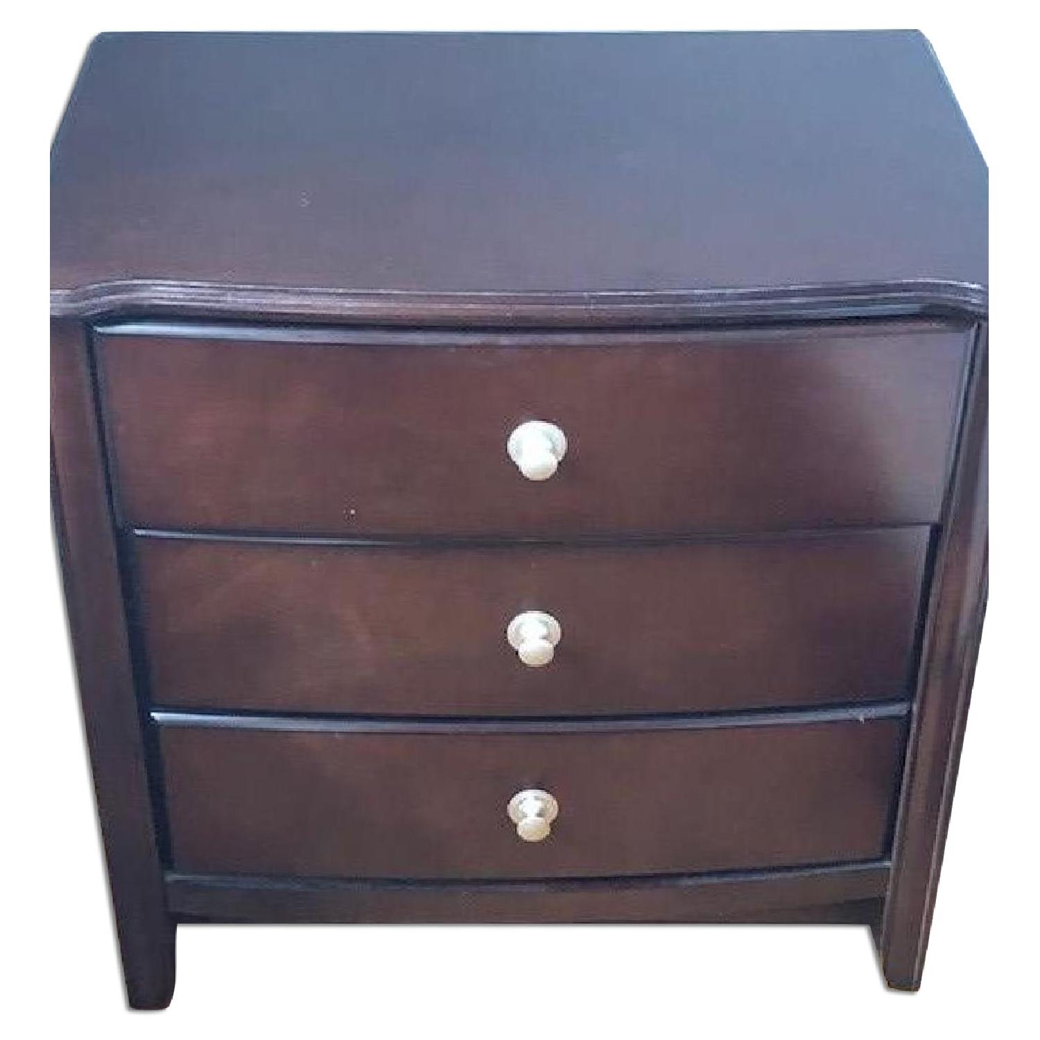 Bob's Dark Brown 3 Drawer Nightstand AptDeco