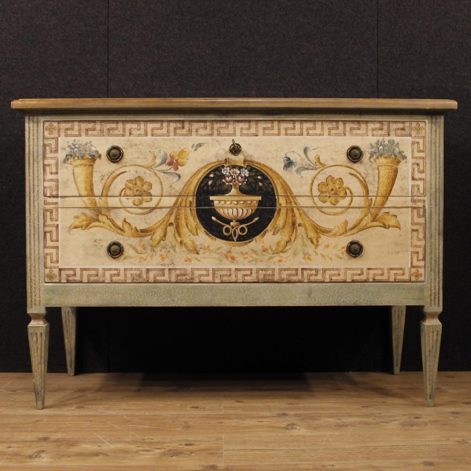 Italian Lacquered & Painted Dresser in Wood w/ 2 Drawers - image-2