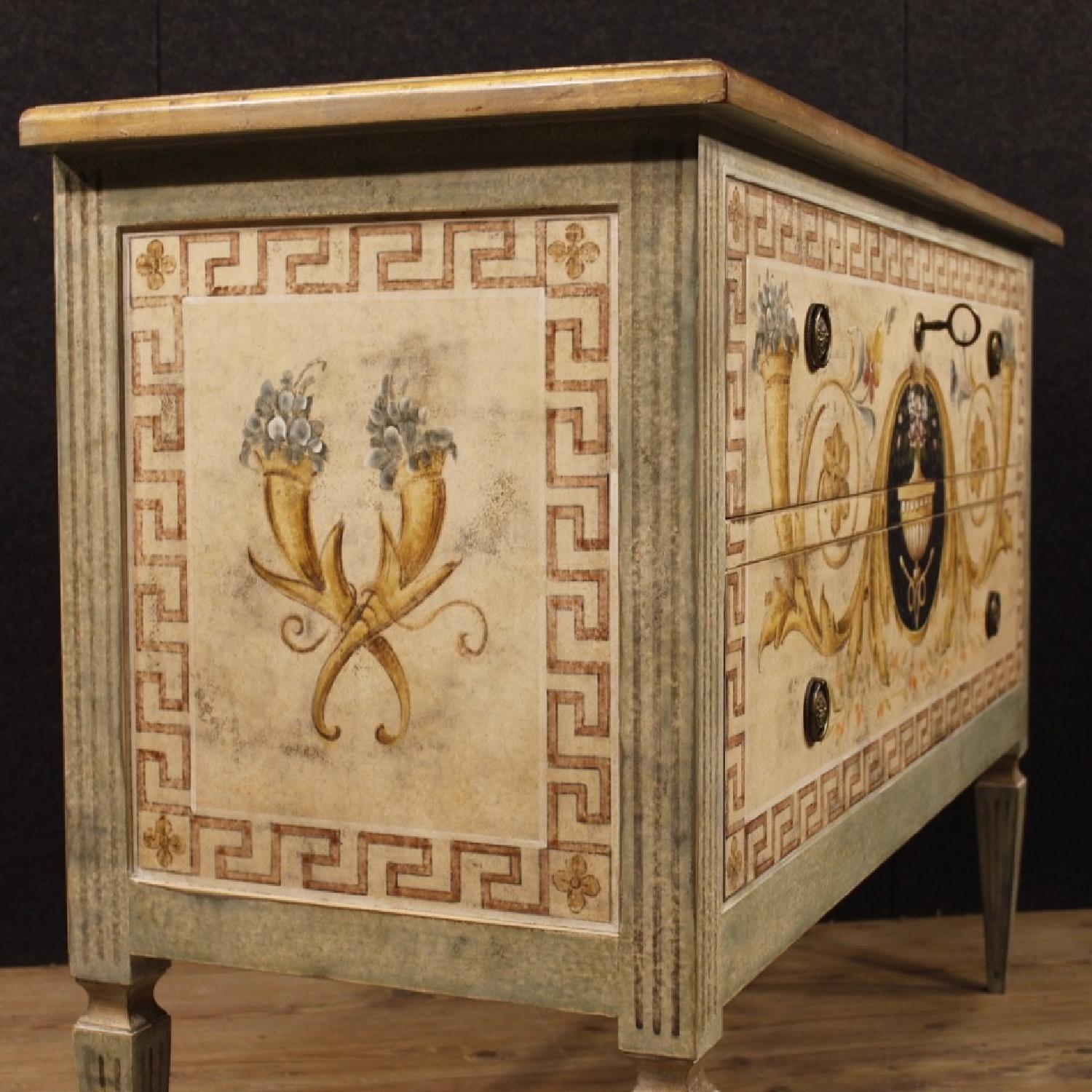 Italian Lacquered & Painted Dresser in Wood w/ 2 Drawers - image-6