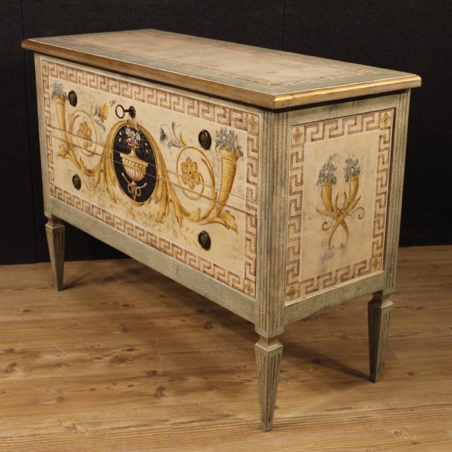 Italian Lacquered & Painted Dresser in Wood w/ 2 Drawers - image-7