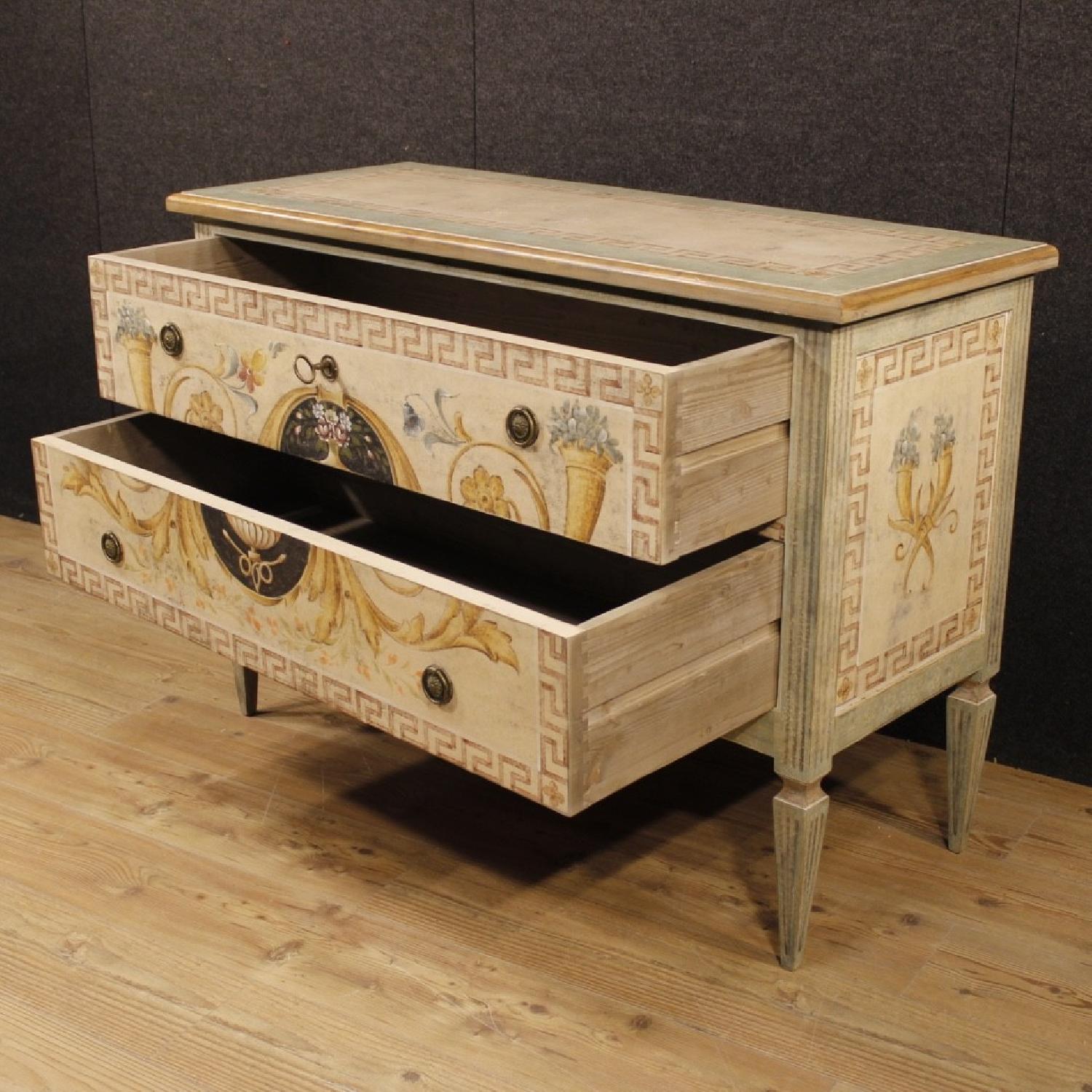 Italian Lacquered & Painted Dresser in Wood w/ 2 Drawers - image-10