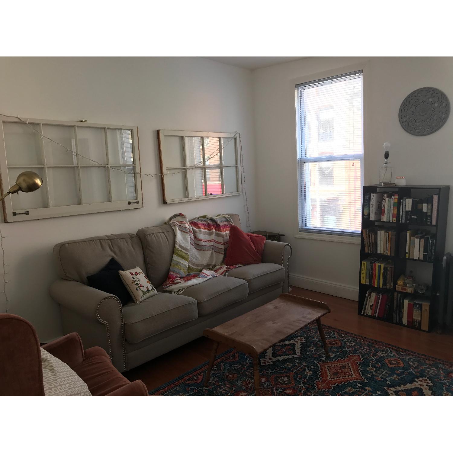 Handy Living Cream Sofa w/ Nailheads - image-1