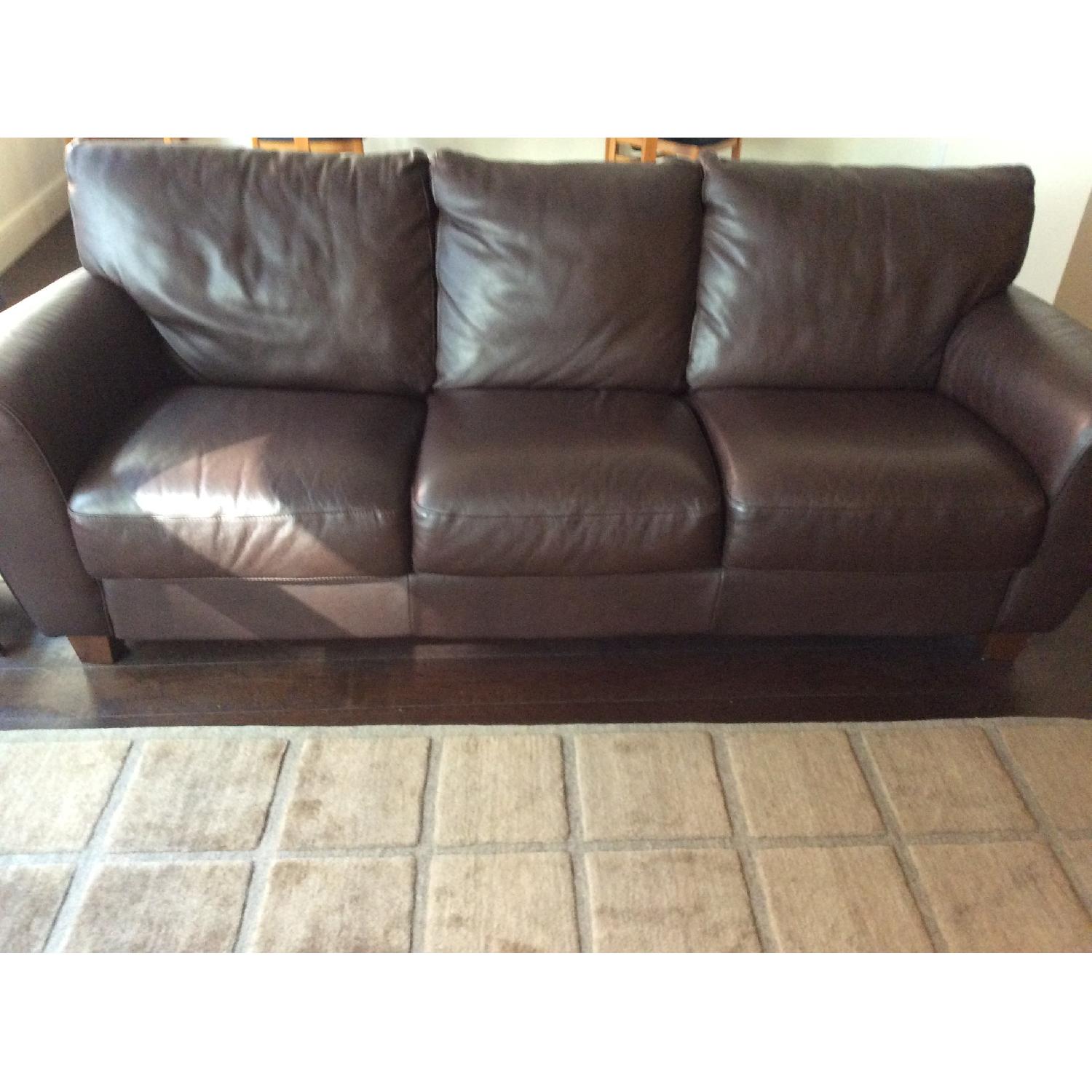 Chateau D'ax Modern Brown Leather Sofa - image-1