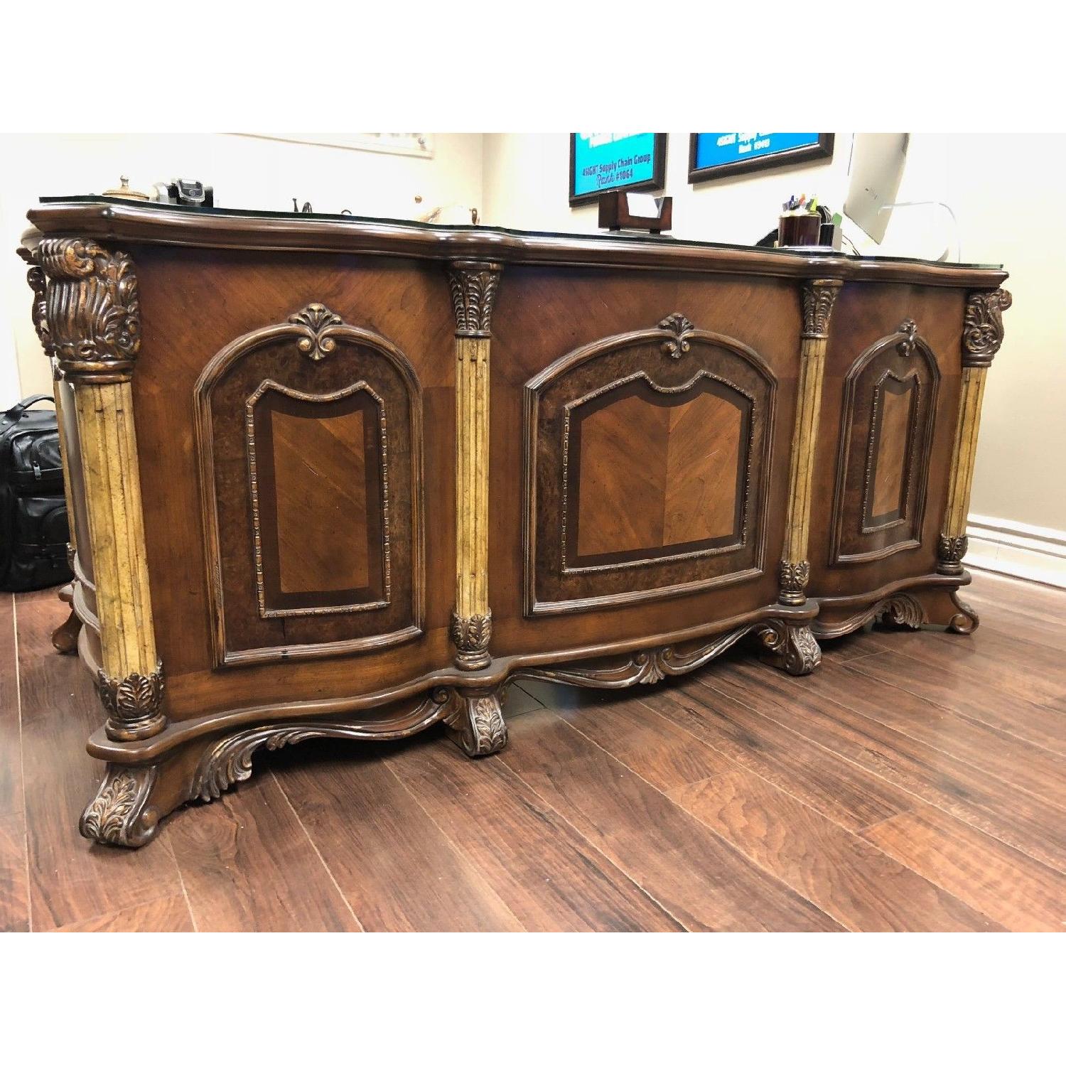 Michael Amini Executive Desk w/ Glass Top - image-1