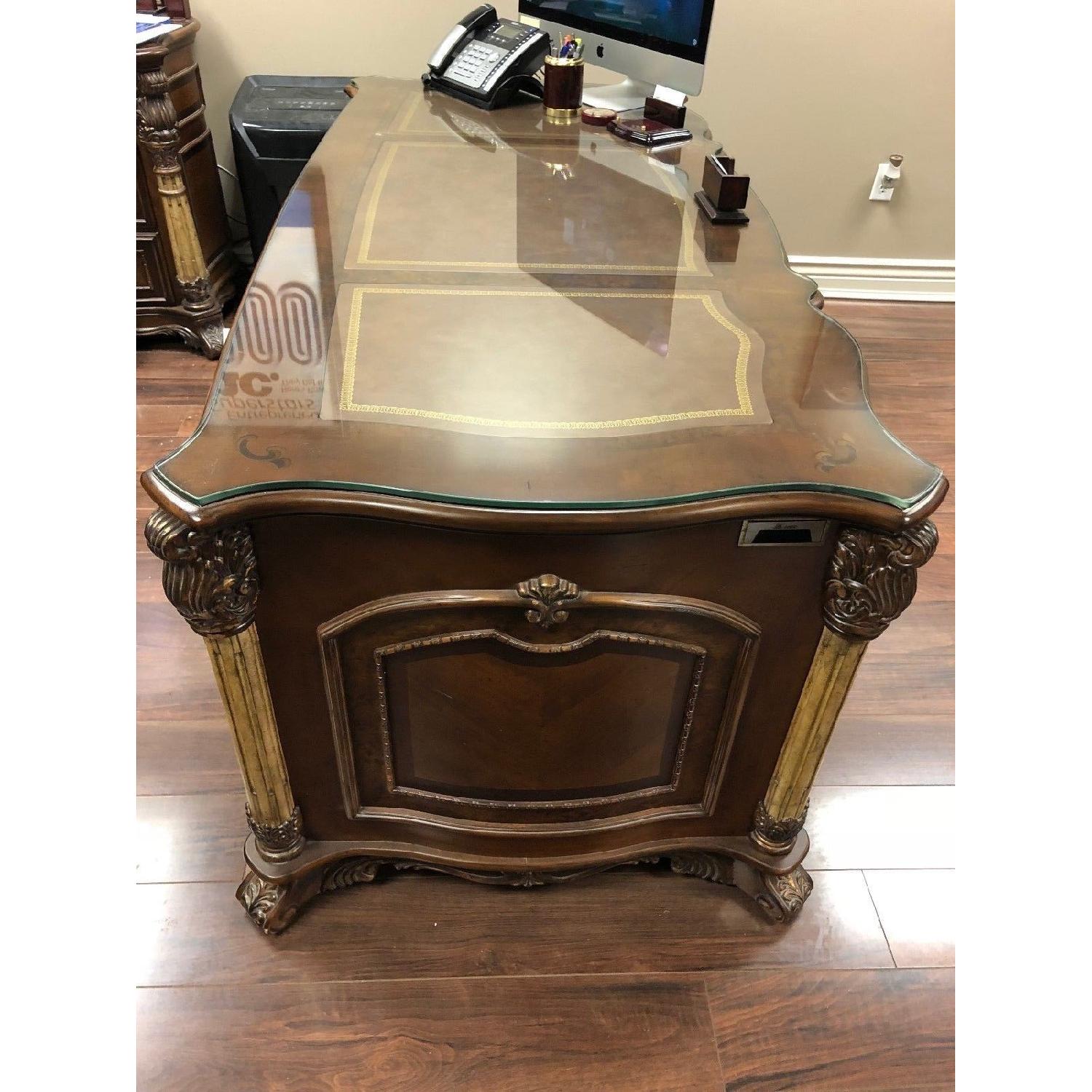 Michael Amini Executive Desk w/ Glass Top - image-2
