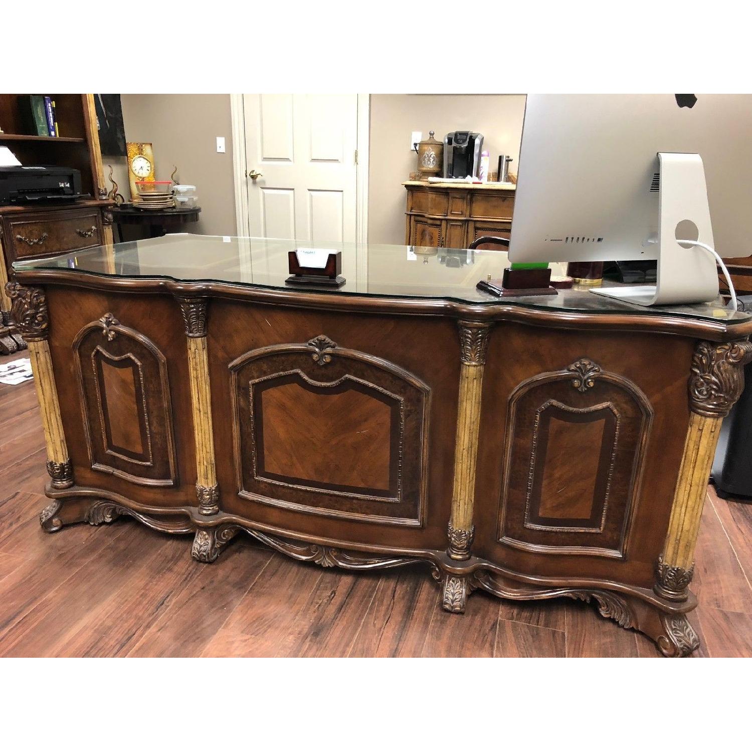Michael Amini Executive Desk w/ Glass Top - image-3