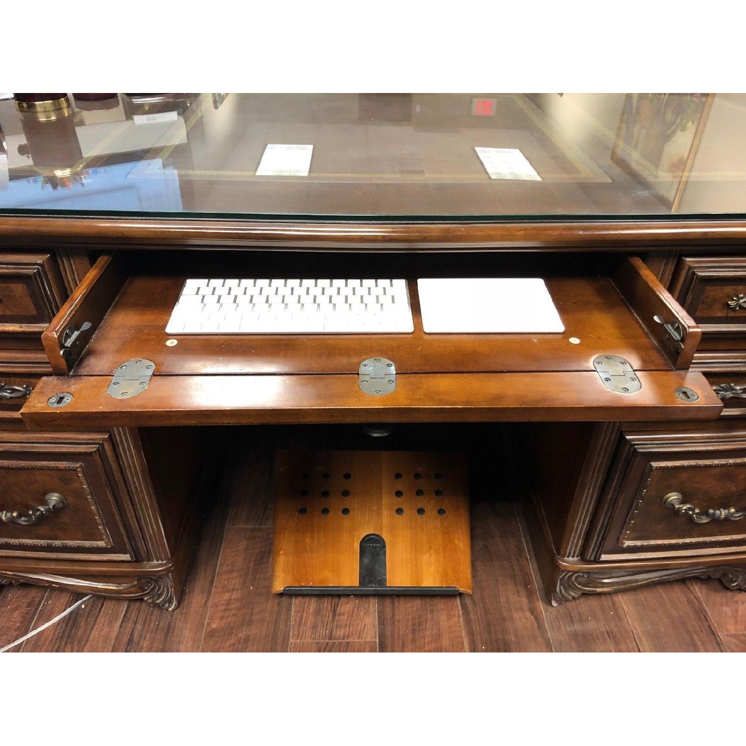 Michael Amini Executive Desk w/ Glass Top - image-4