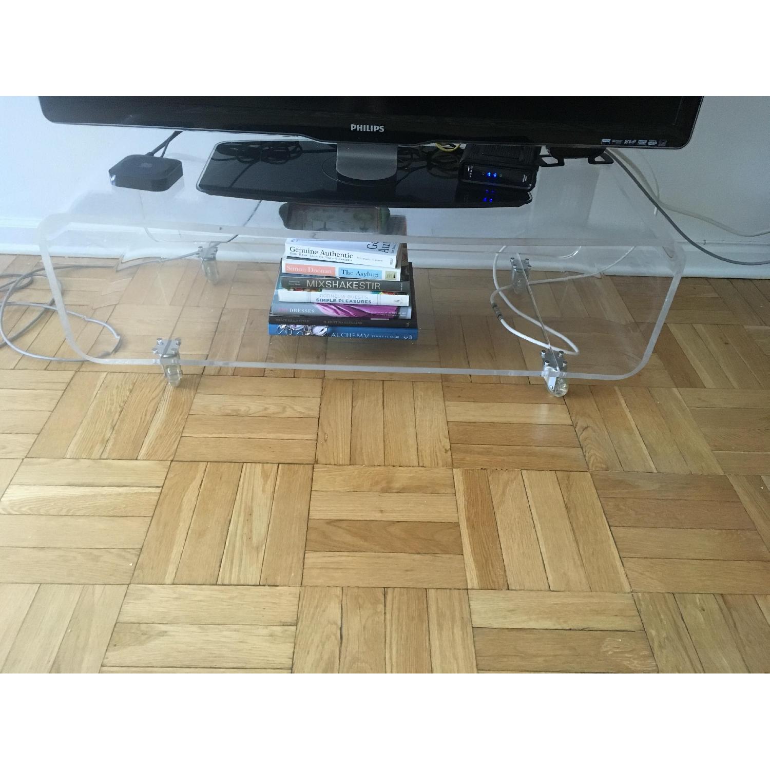 CB2 Peekaboo Acrylic Media Console AptDeco