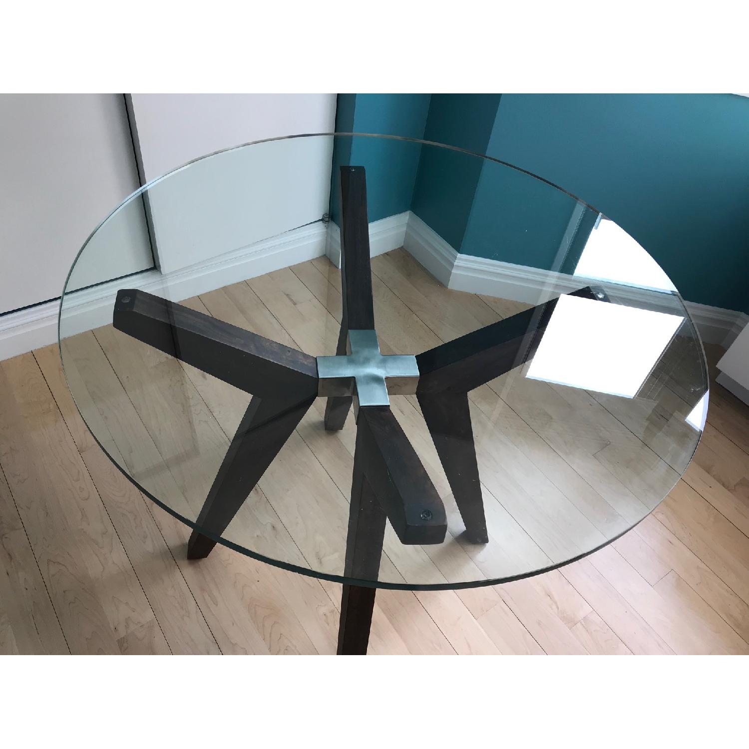 Crate & Barrel Modern Dining Room Table w/ Glass Top - image-1