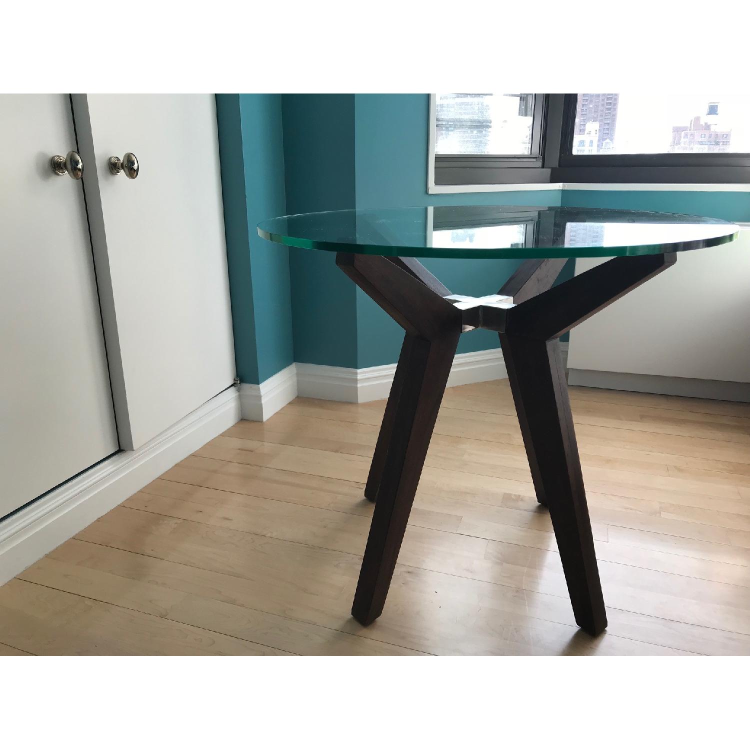 Crate & Barrel Modern Dining Room Table w/ Glass Top - image-2