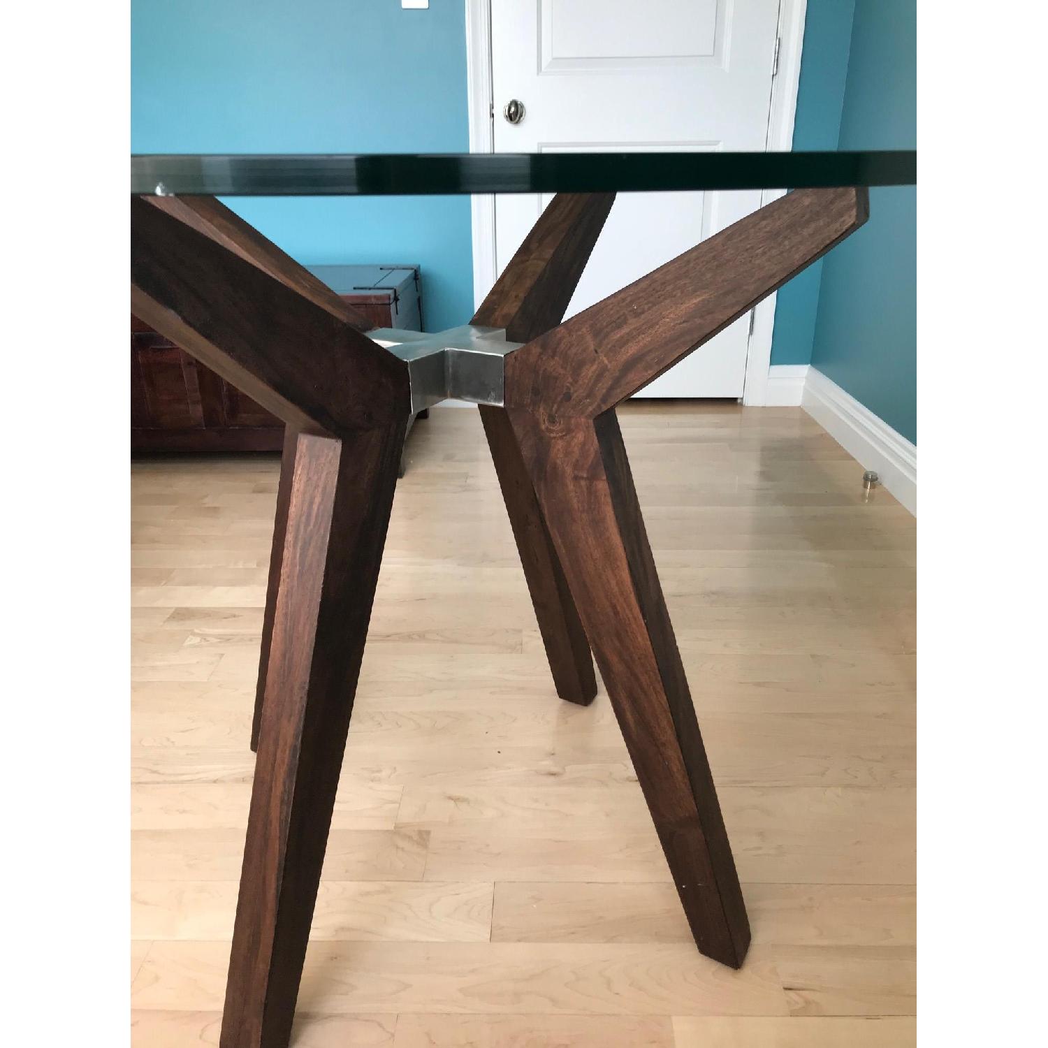 Crate & Barrel Modern Dining Room Table w/ Glass Top - image-3