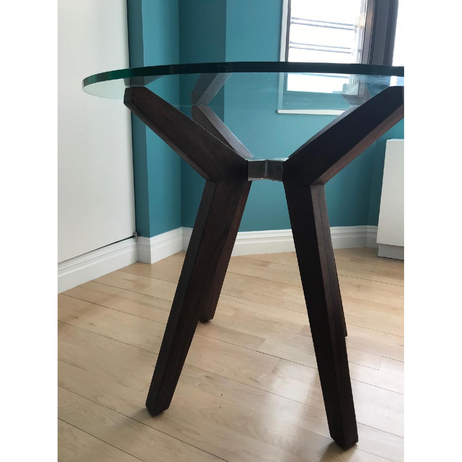Crate & Barrel Modern Dining Room Table w/ Glass Top - image-4