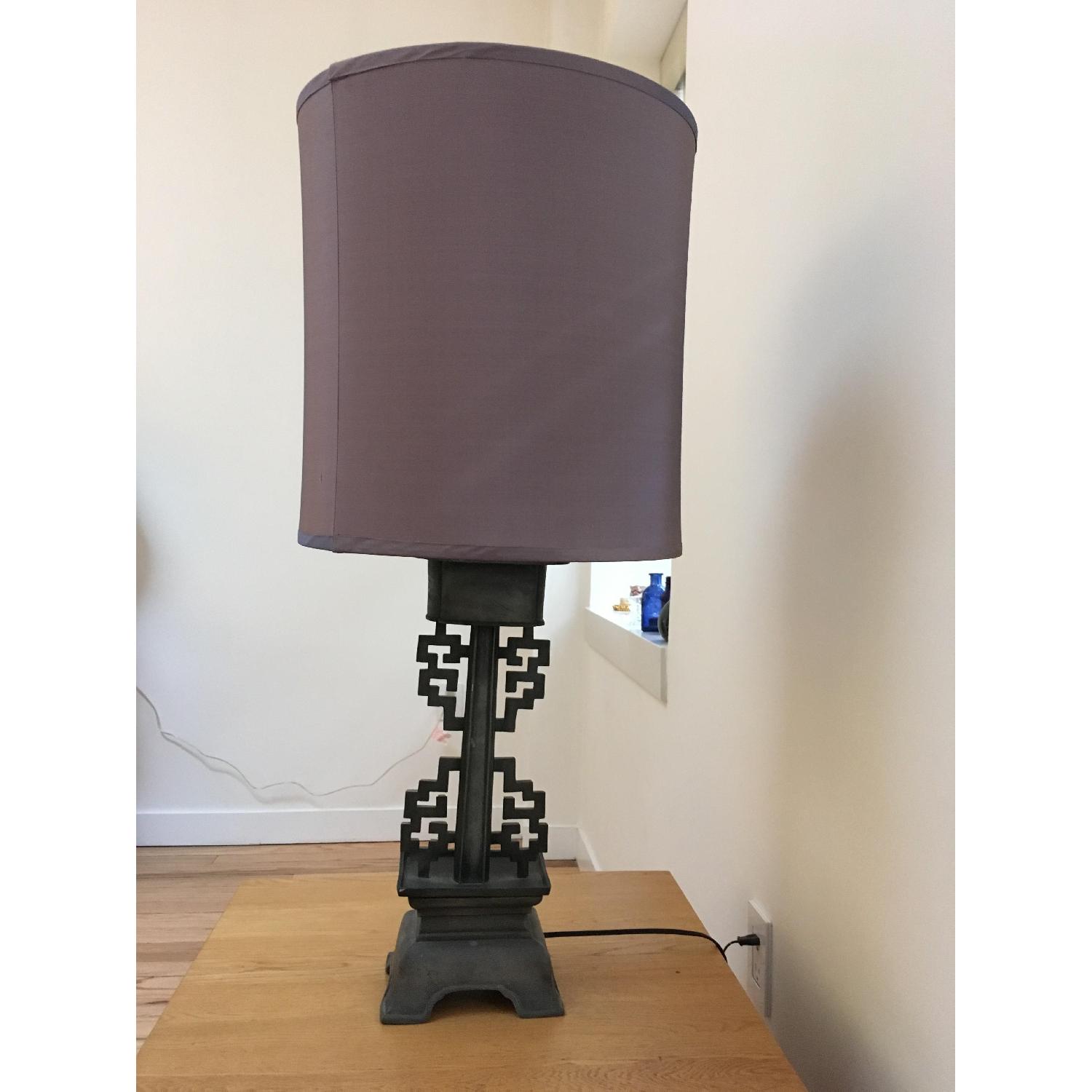 Vintage Chinese Table Lamp w/ Silk Shade - image-1