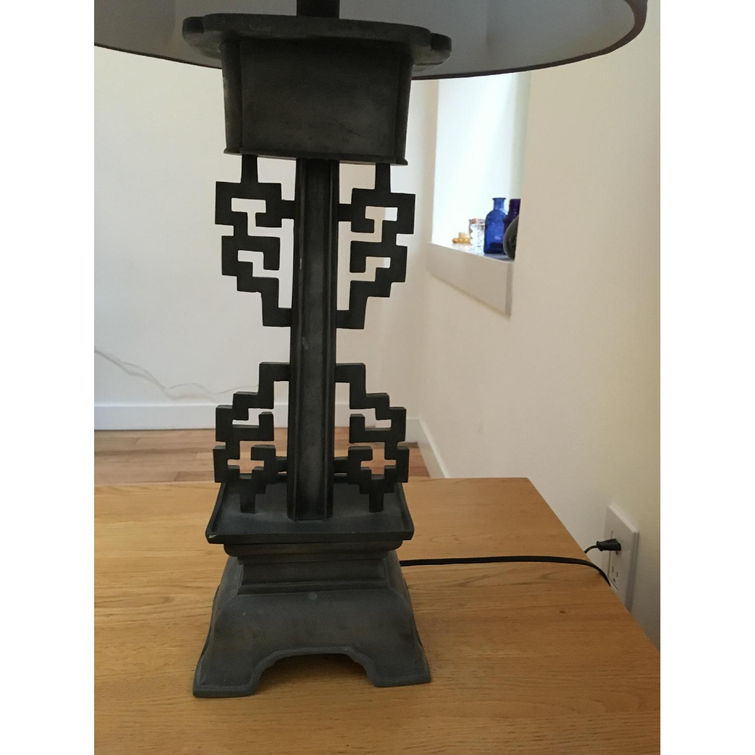 Vintage Chinese Table Lamp w/ Silk Shade - image-2