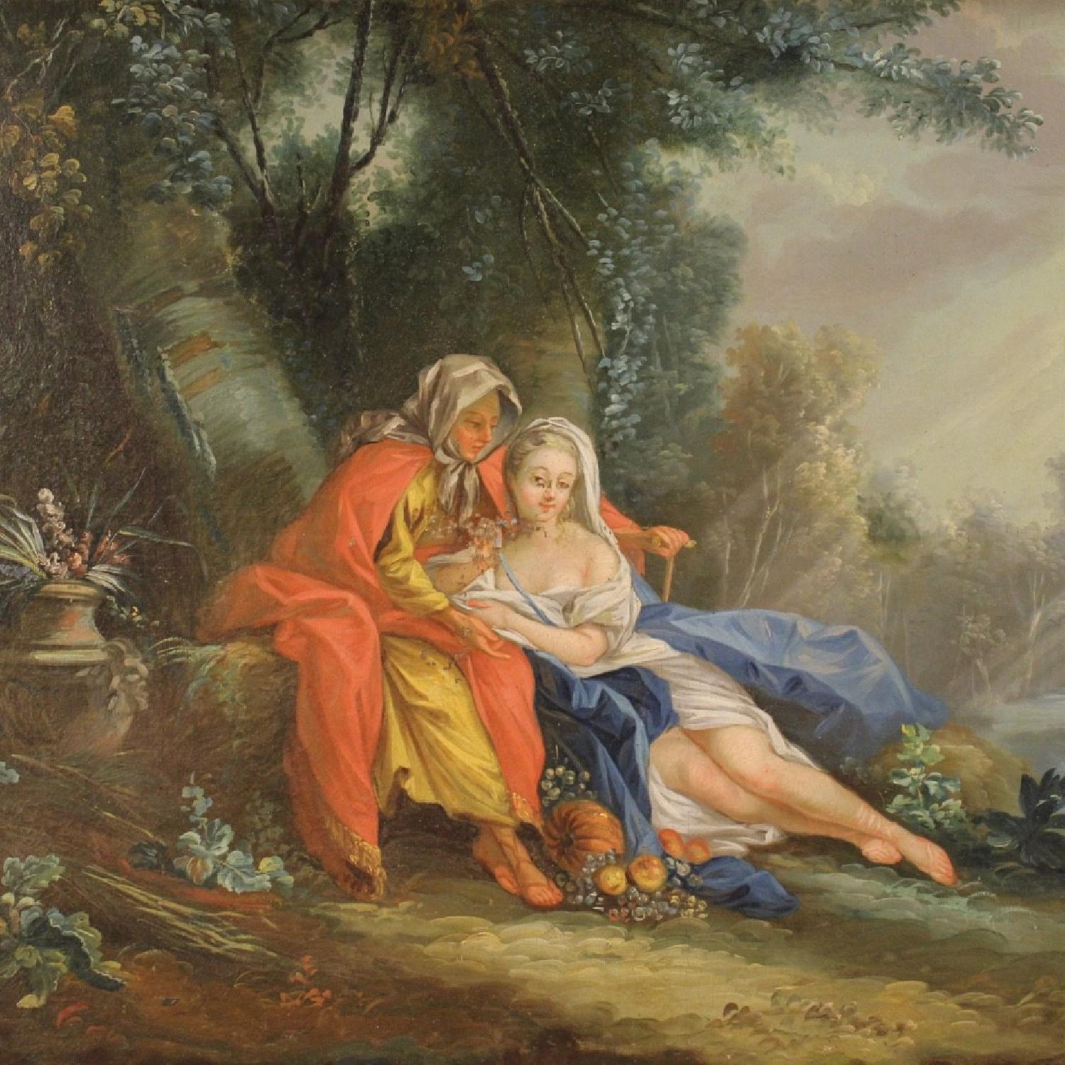18th Century French Landscape Painting w/ Characters - image-3