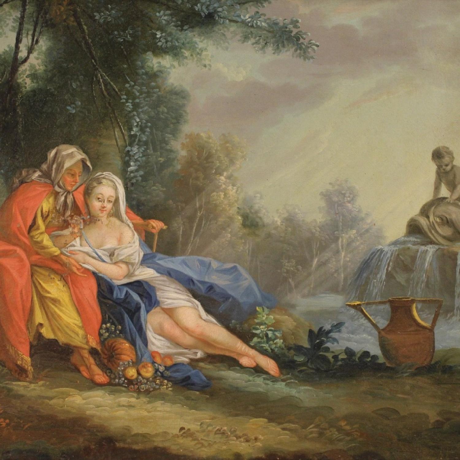 18th Century French Landscape Painting w/ Characters - image-6