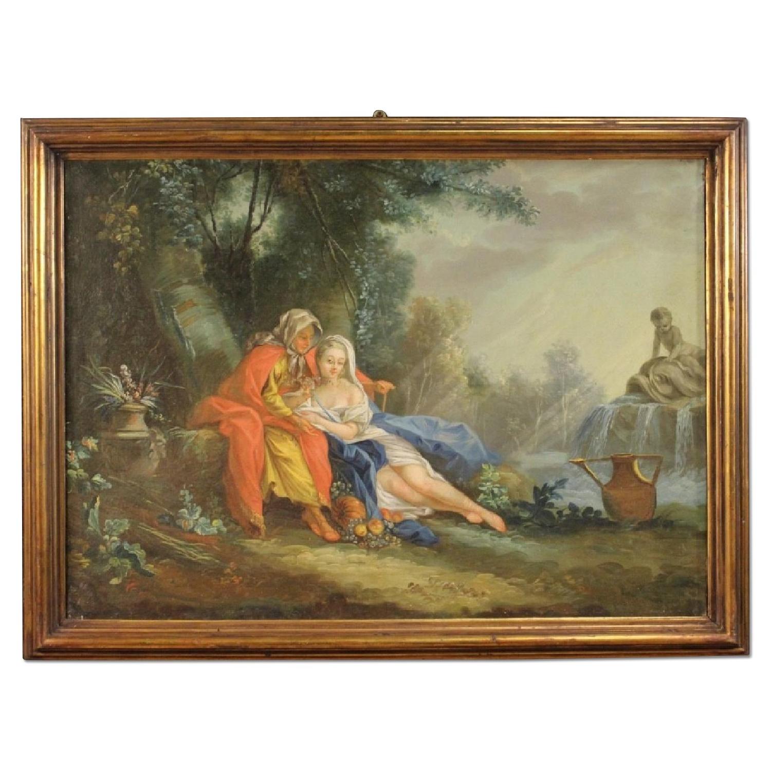 18th Century French Landscape Painting w/ Characters - image-0