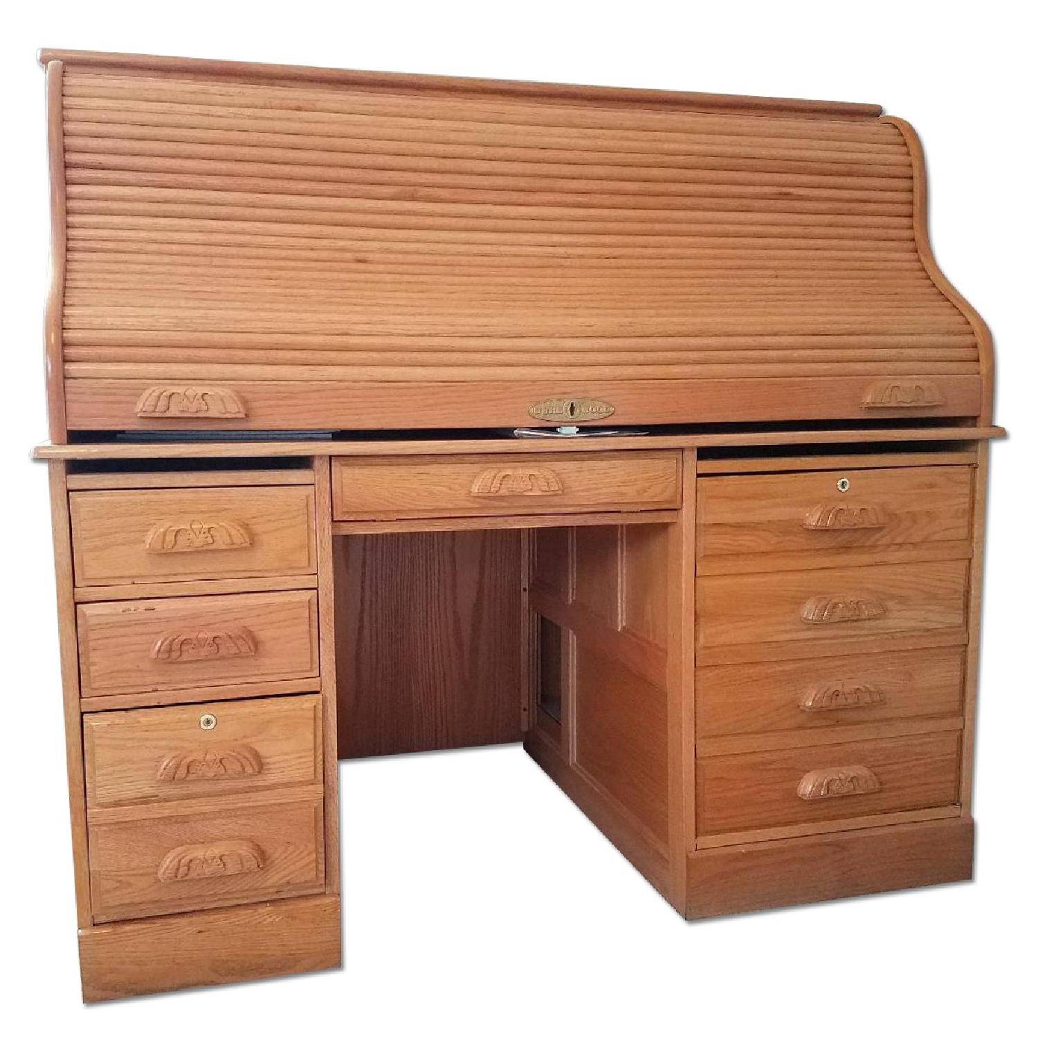 Haugen Solid Wood Roller Top Desk - AptDeco