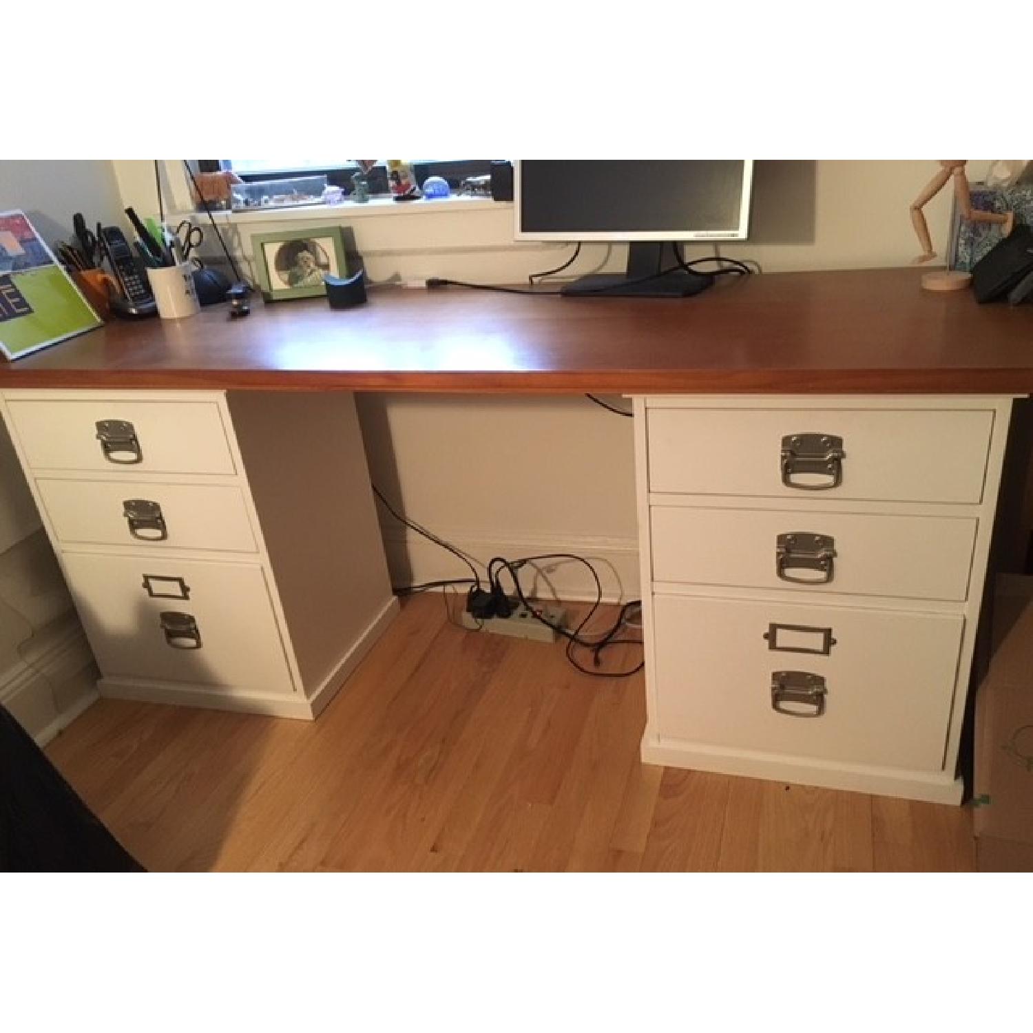 Pottery Barn 4-Drawer 2 File Cabinet Desk. - image-1