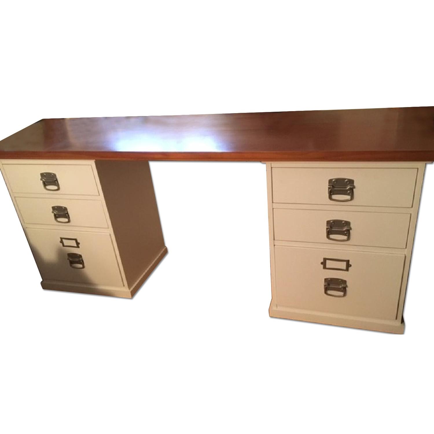 Pottery Barn 4-Drawer 2 File Cabinet Desk. - image-0