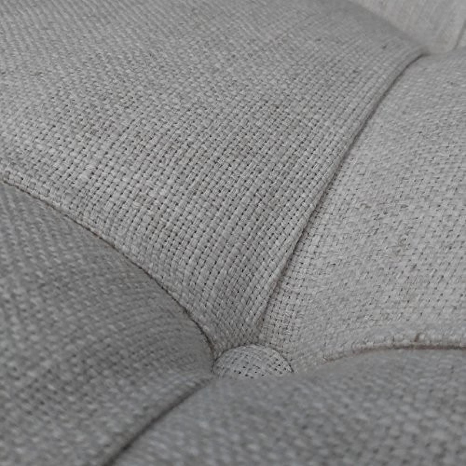 Beige Tufted Round Ottoman - image-1