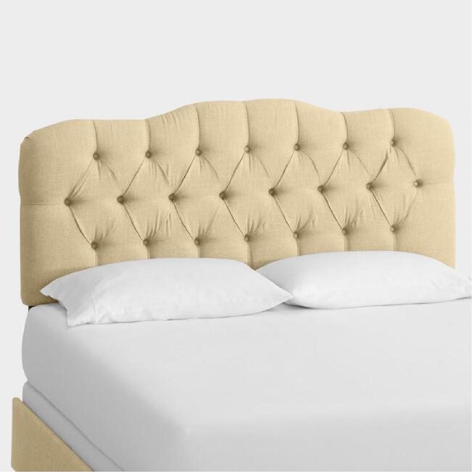 World Market Upholstered Bed w/ Button Tufted Headboard - image-3