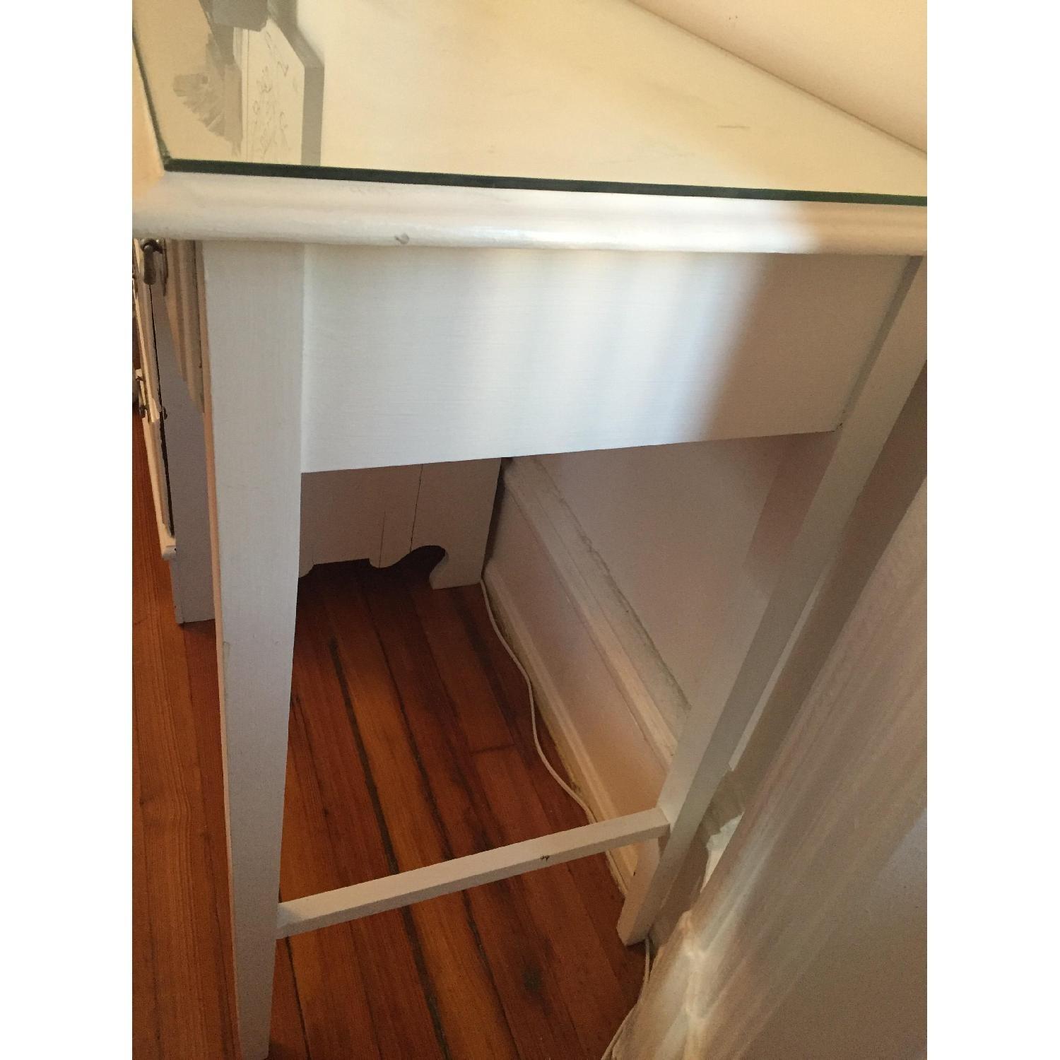 White Antique Desk w/ Glass Top - image-3