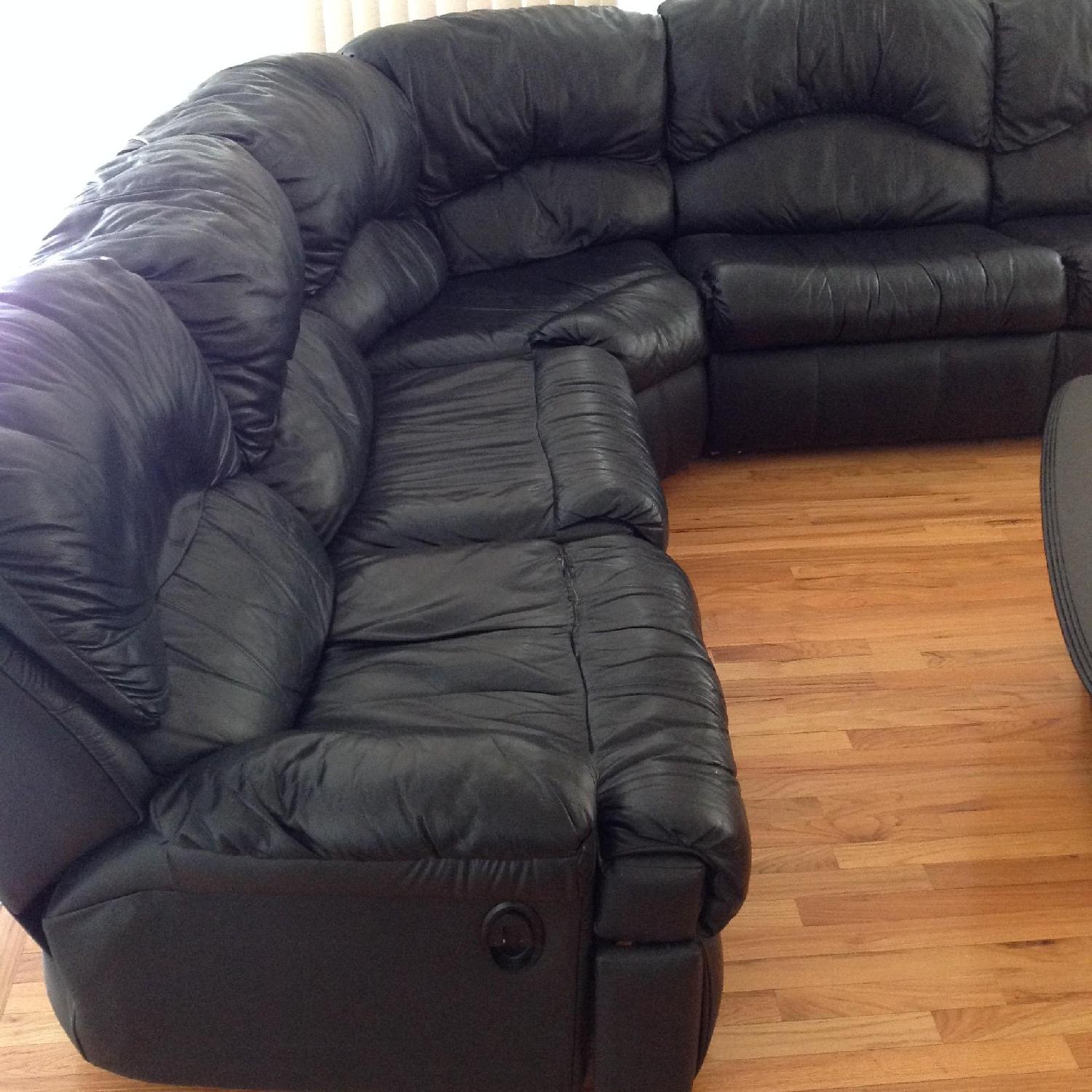 Klaussner Furniture Black 5 Piece Leather Sectional Sofa - image-1