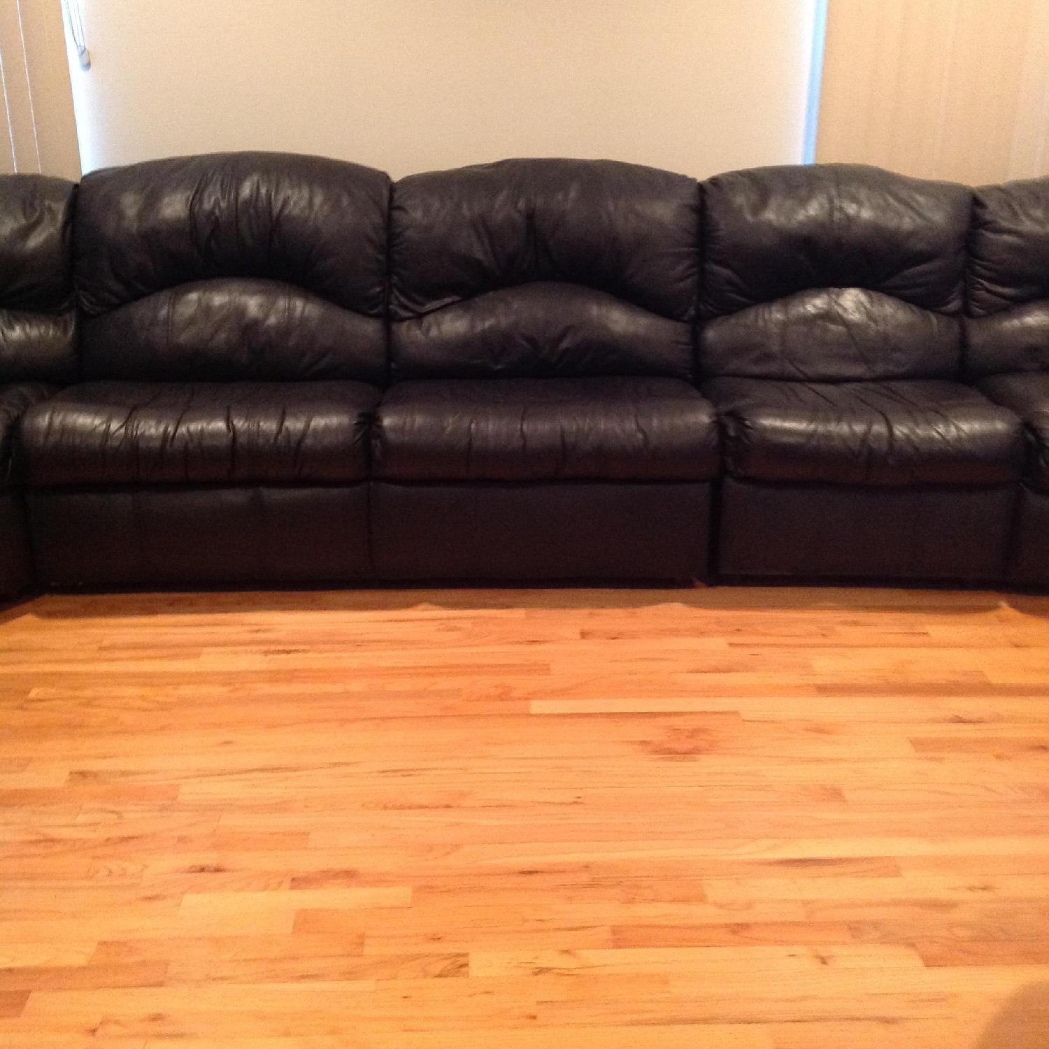 Klaussner Furniture Black 5 Piece Leather Sectional Sofa - image-3