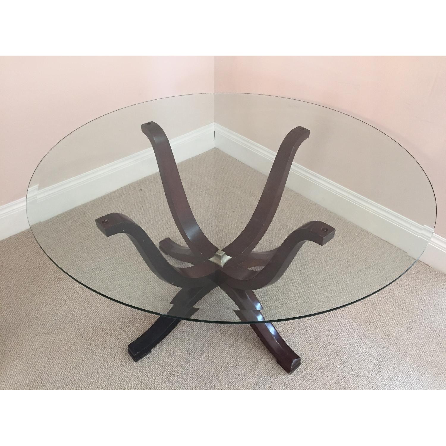 Espresso Hardwood Glass Top Dining Table - image-3