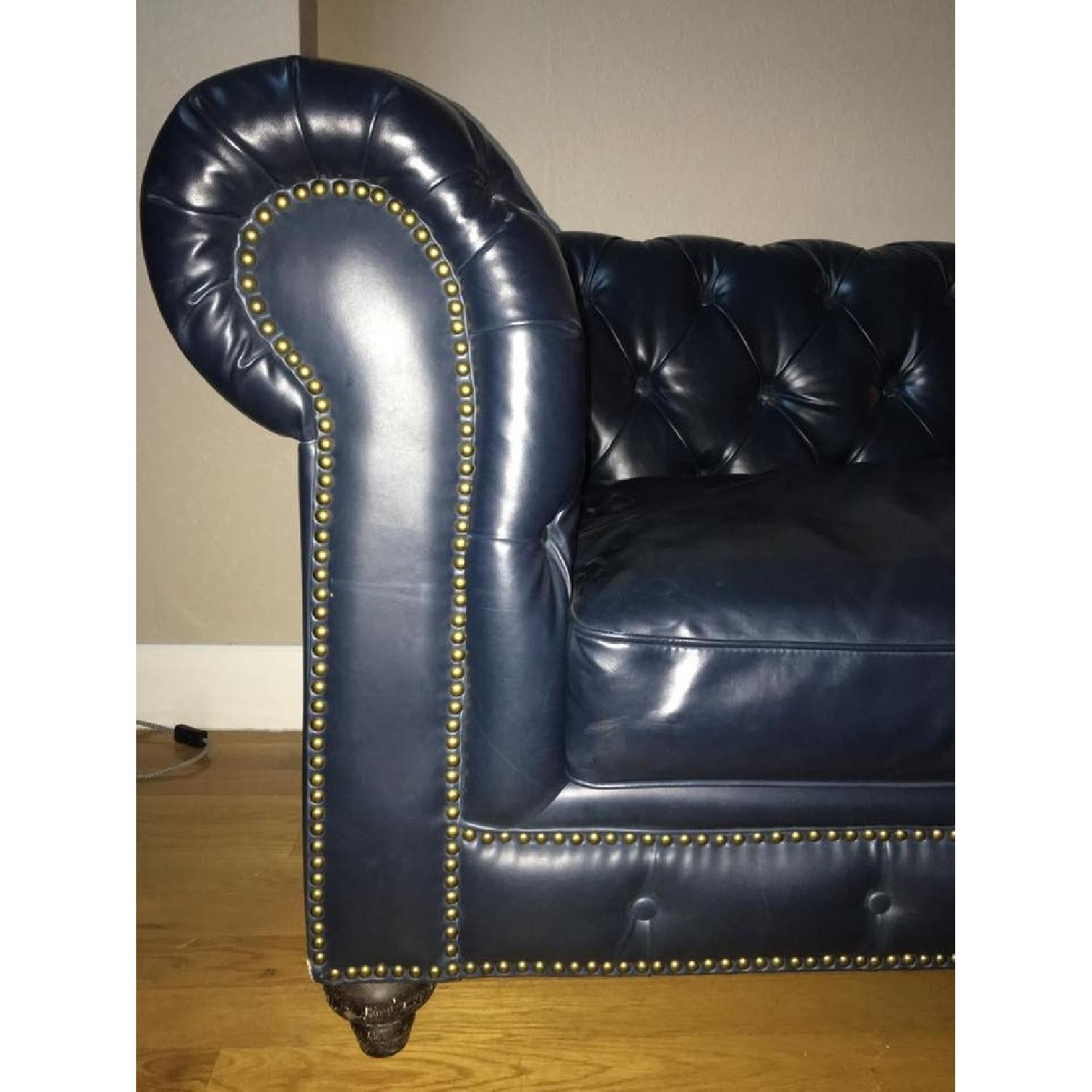Navy Blue Chesterfield Leather Sofa - image-2