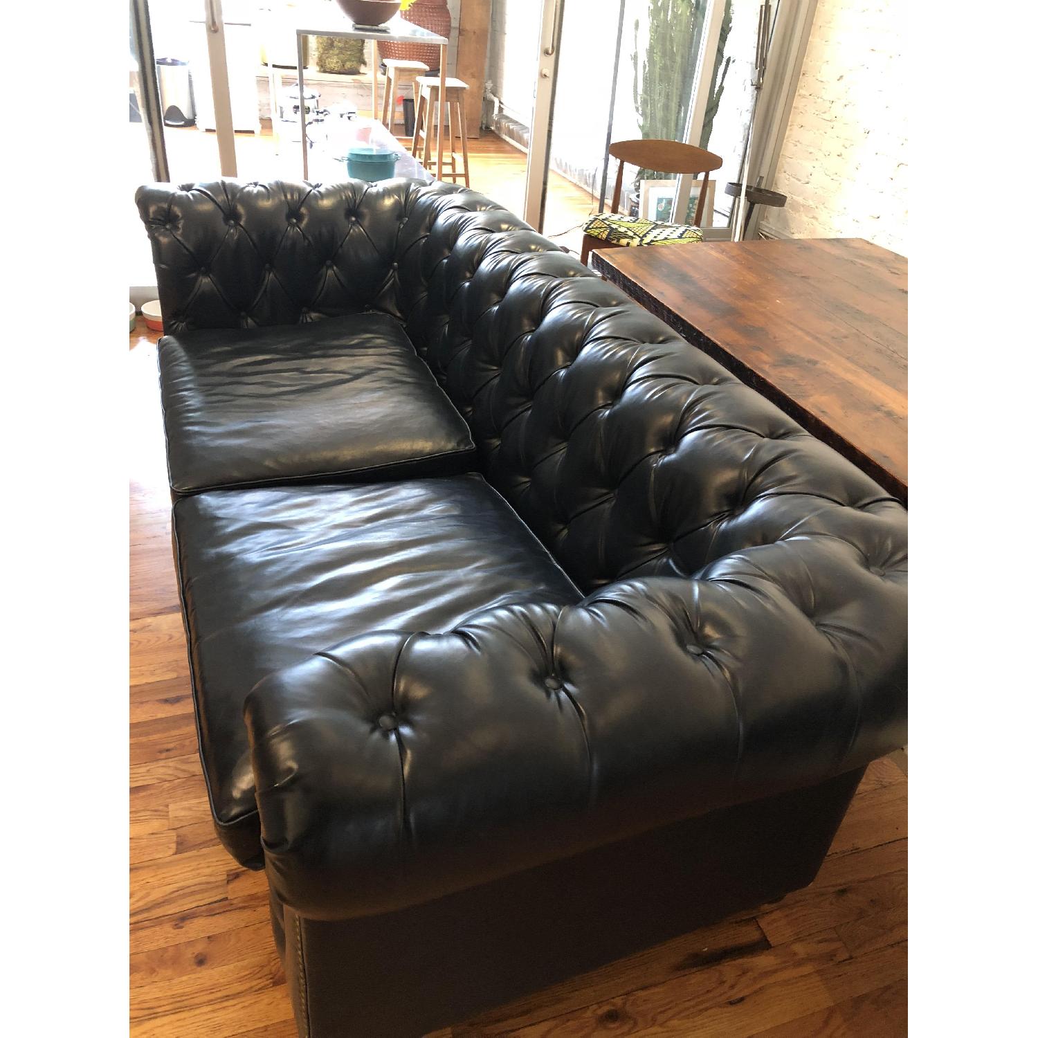 Navy Blue Chesterfield Leather Sofa - image-3