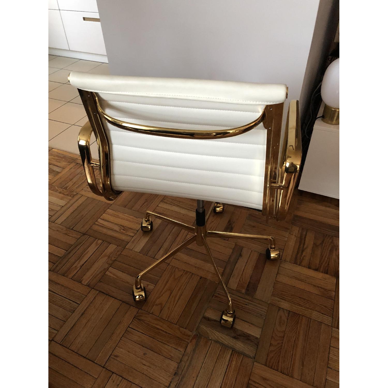 White & Gold Leather Office Chair - image-3
