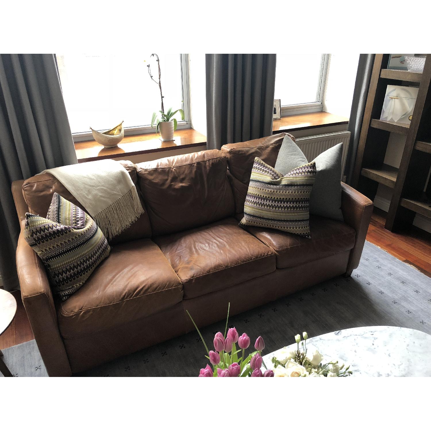 Perigold Saddle Brown Leather Sofa - image-1