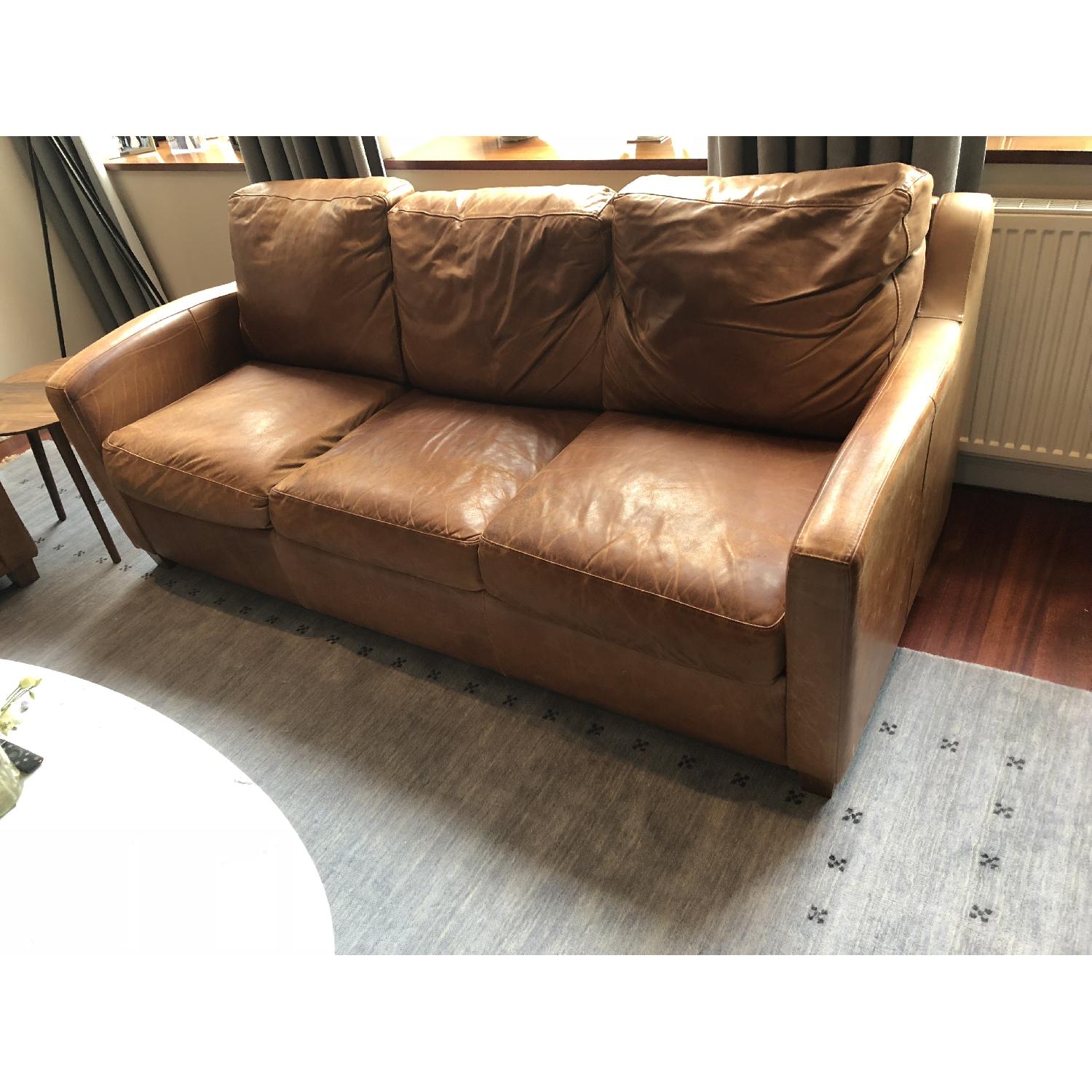 Perigold Saddle Brown Leather Sofa - image-2