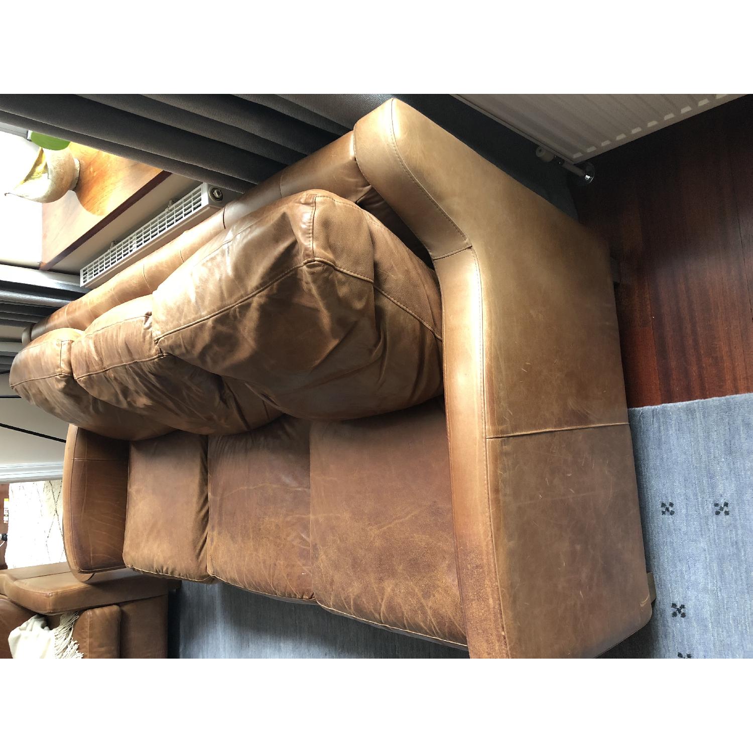 Perigold Saddle Brown Leather Sofa - image-3