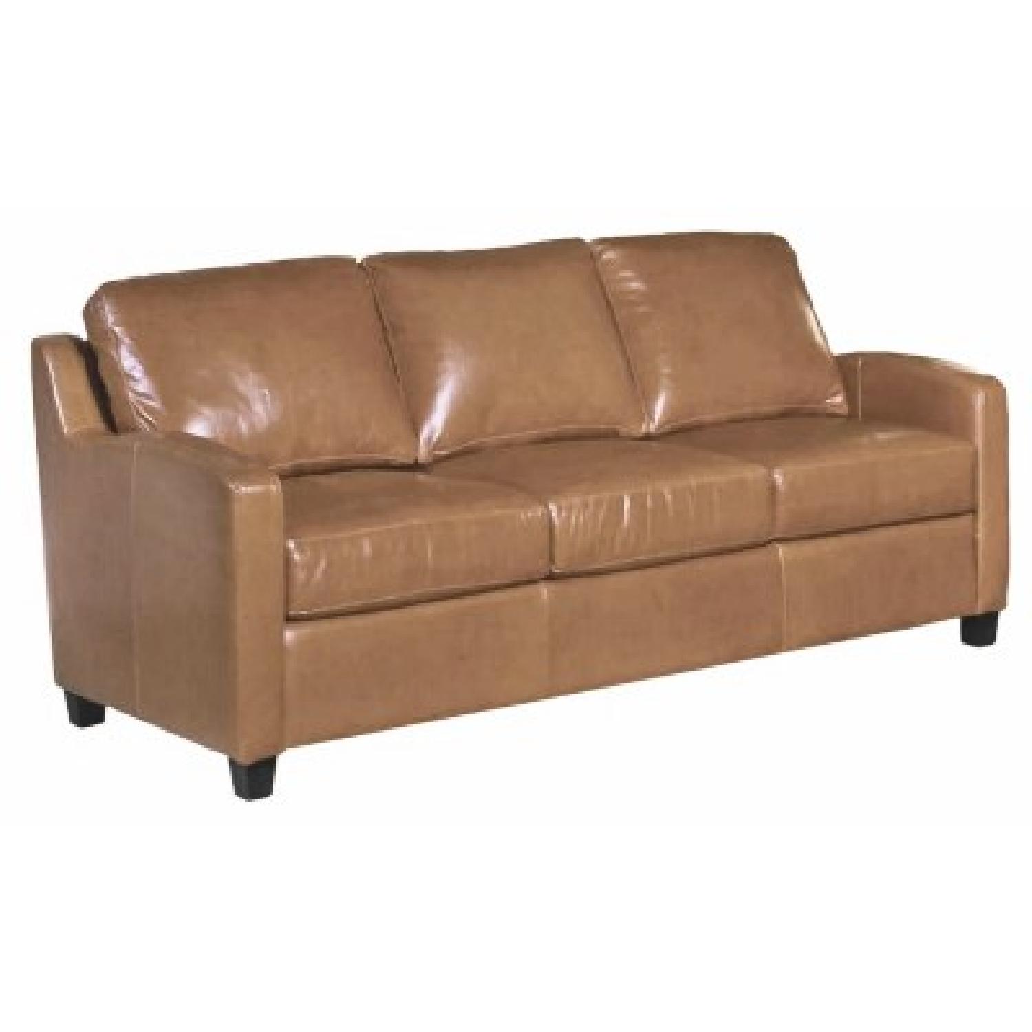 Perigold Saddle Brown Leather Sofa AptDeco