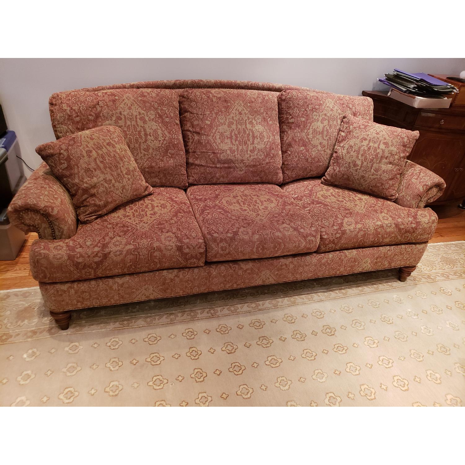 Ethan Allen Hyde Rust Pattern Sofa - image-1