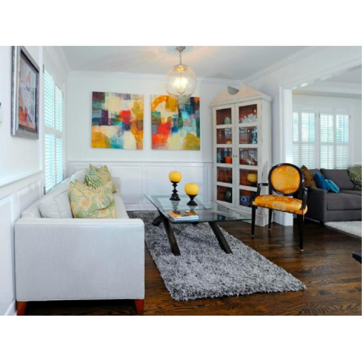 Transitional Wood Coffee Table w/ Glass Top - image-2