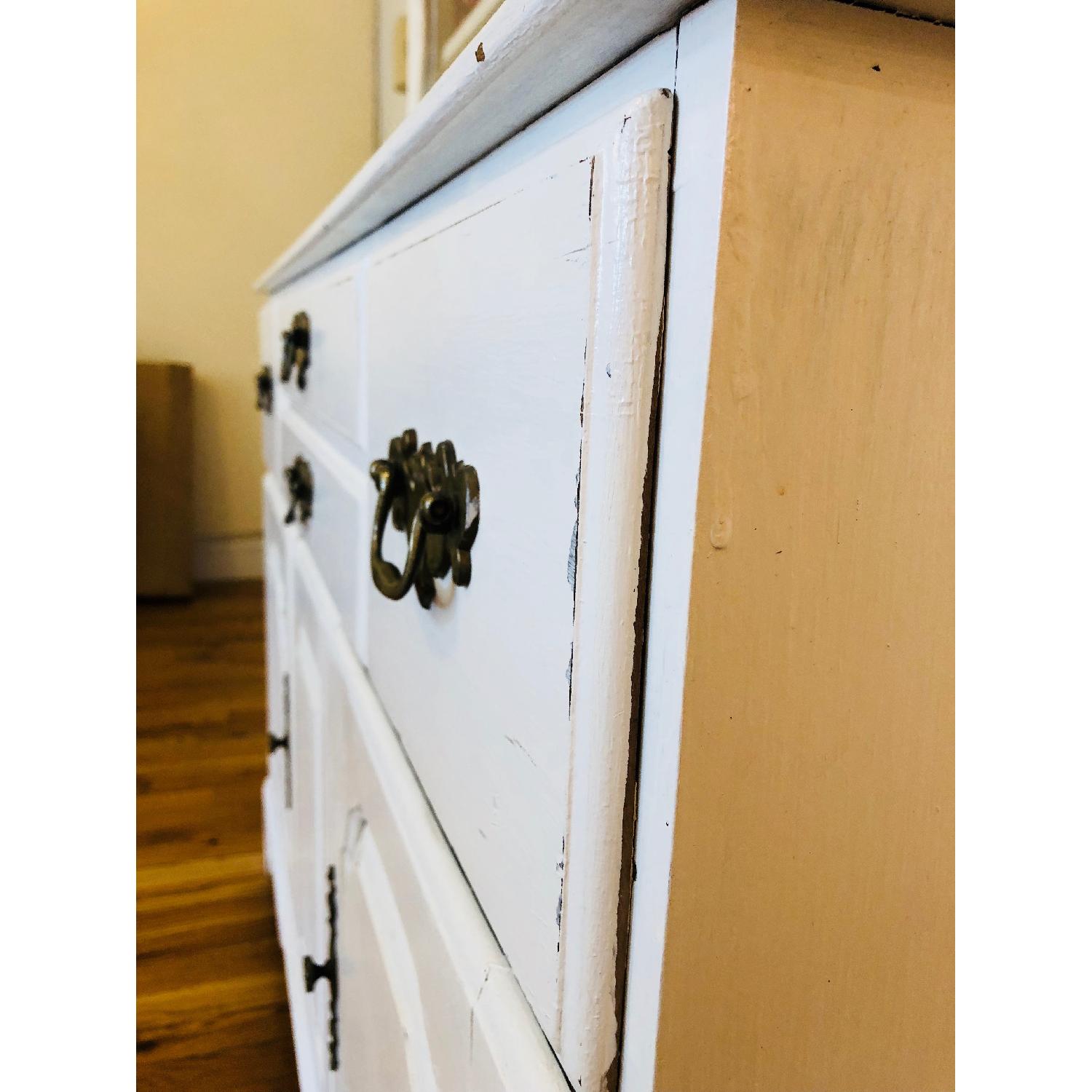 Shabby Chic Distressed White Kitchen Hutch/Buffet - image-4