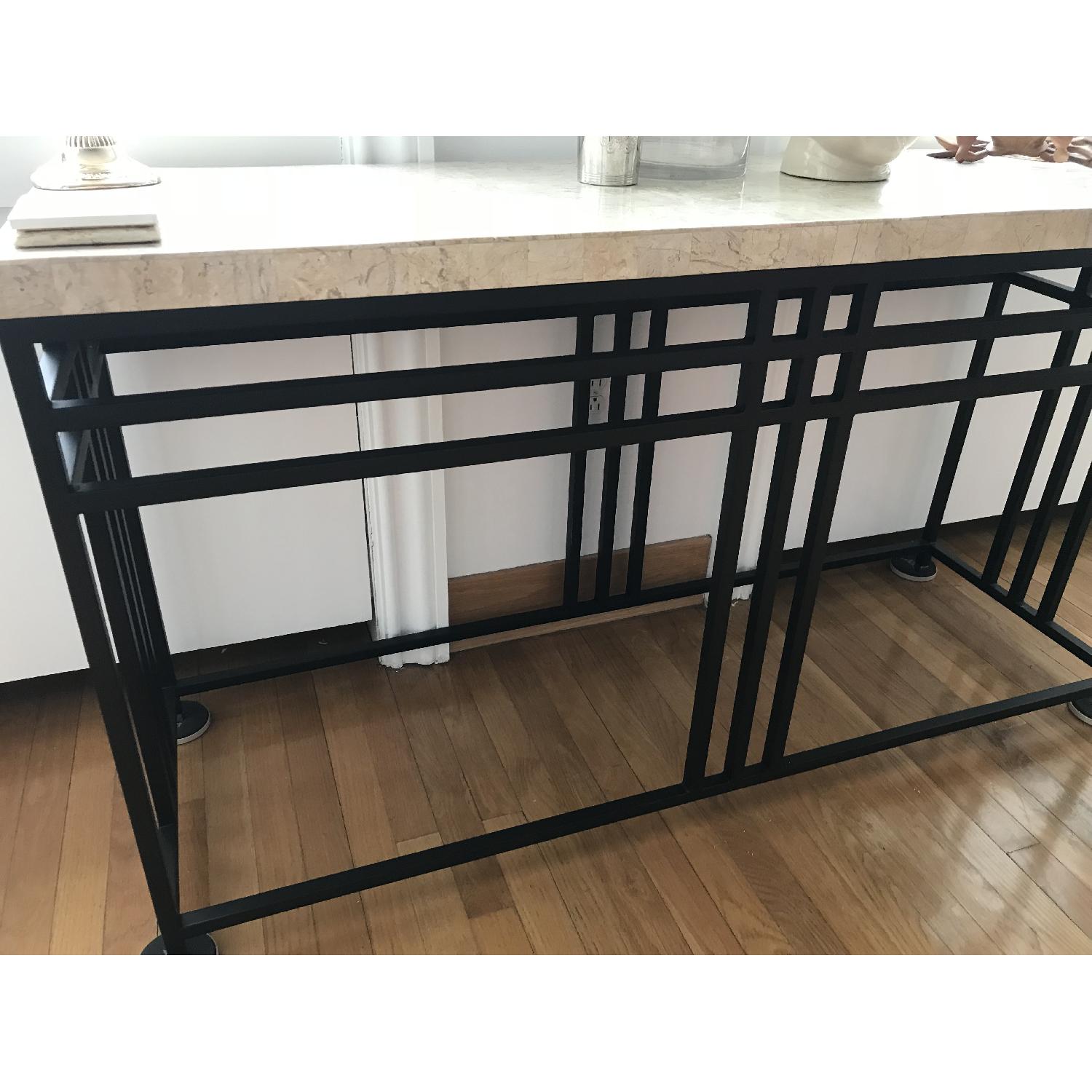 Custom Console Table w/ Travertine Marble Tiled Top - image-1