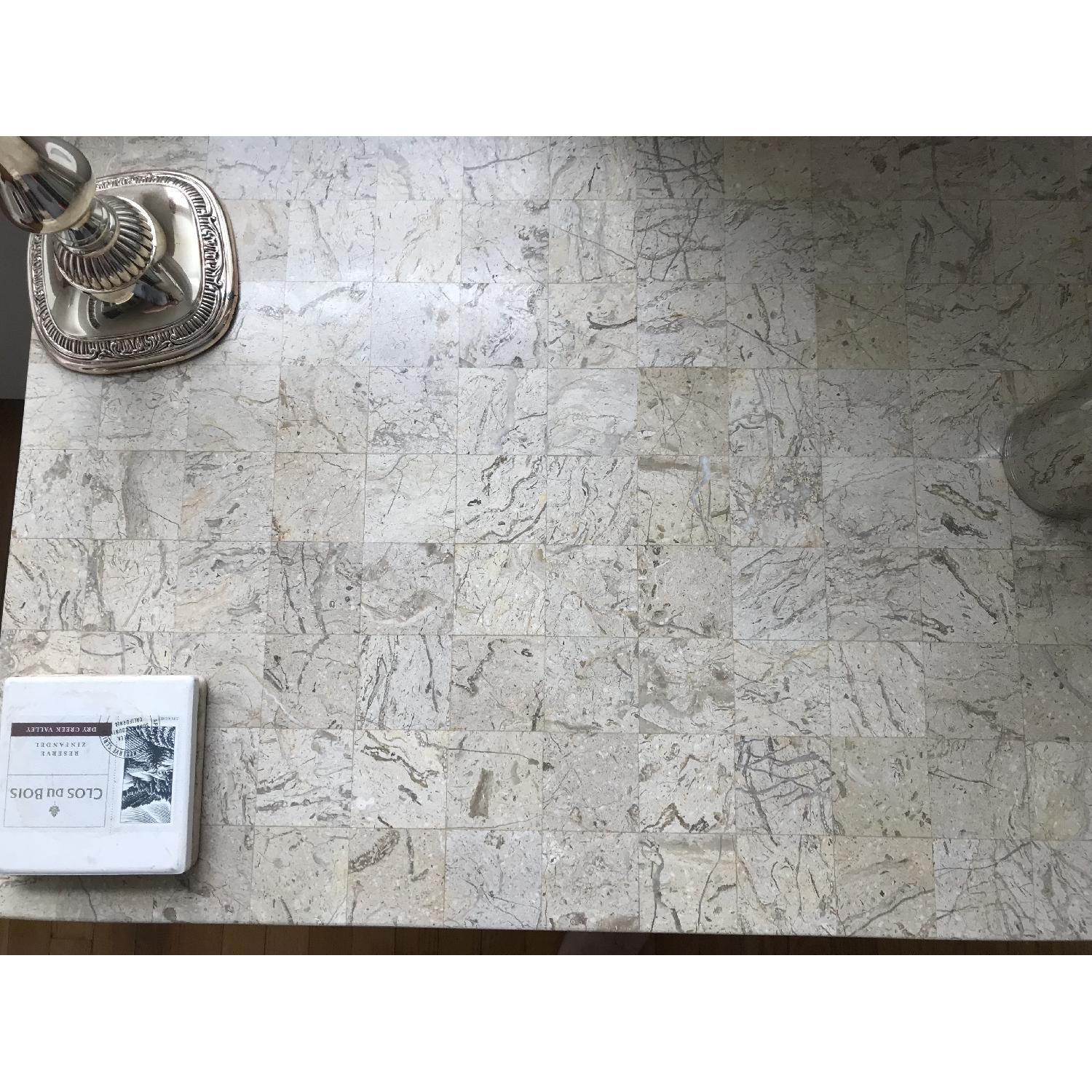 Custom Console Table w/ Travertine Marble Tiled Top - image-4