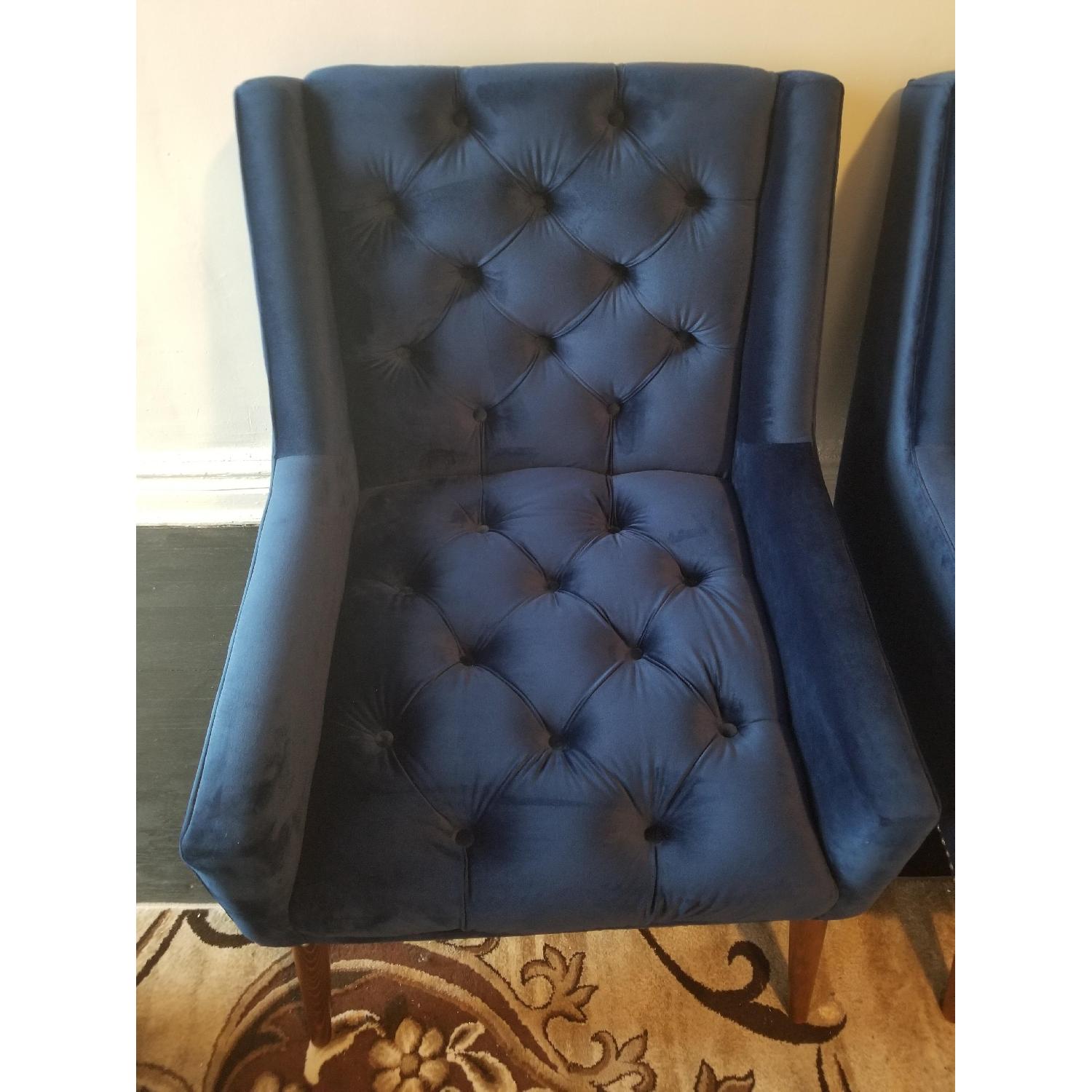Blue Velvet Tufted Armchair - image-1