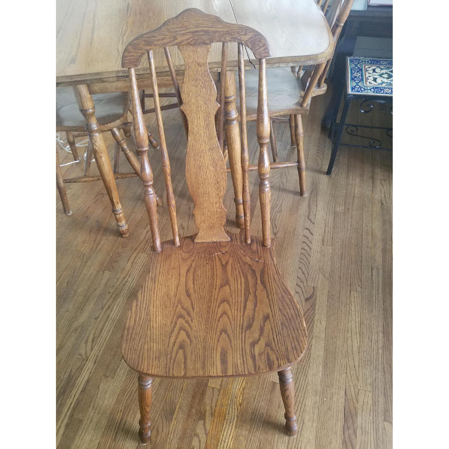 Antique Drop-Leaf Wood Dining Table w/ 4 Chairs - AptDeco