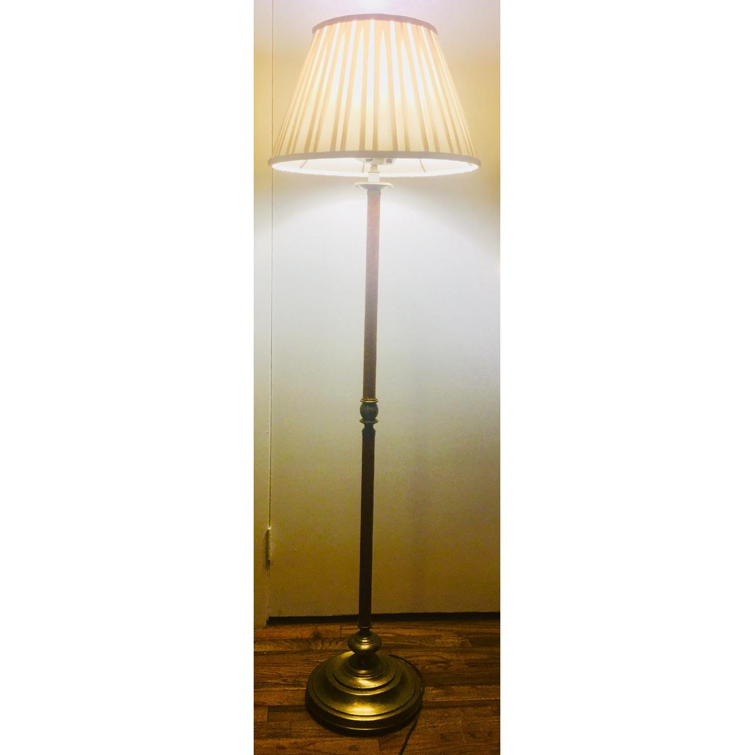 Microsun Chestnut Leather Floor Lamp w/ Brass Base - image-1