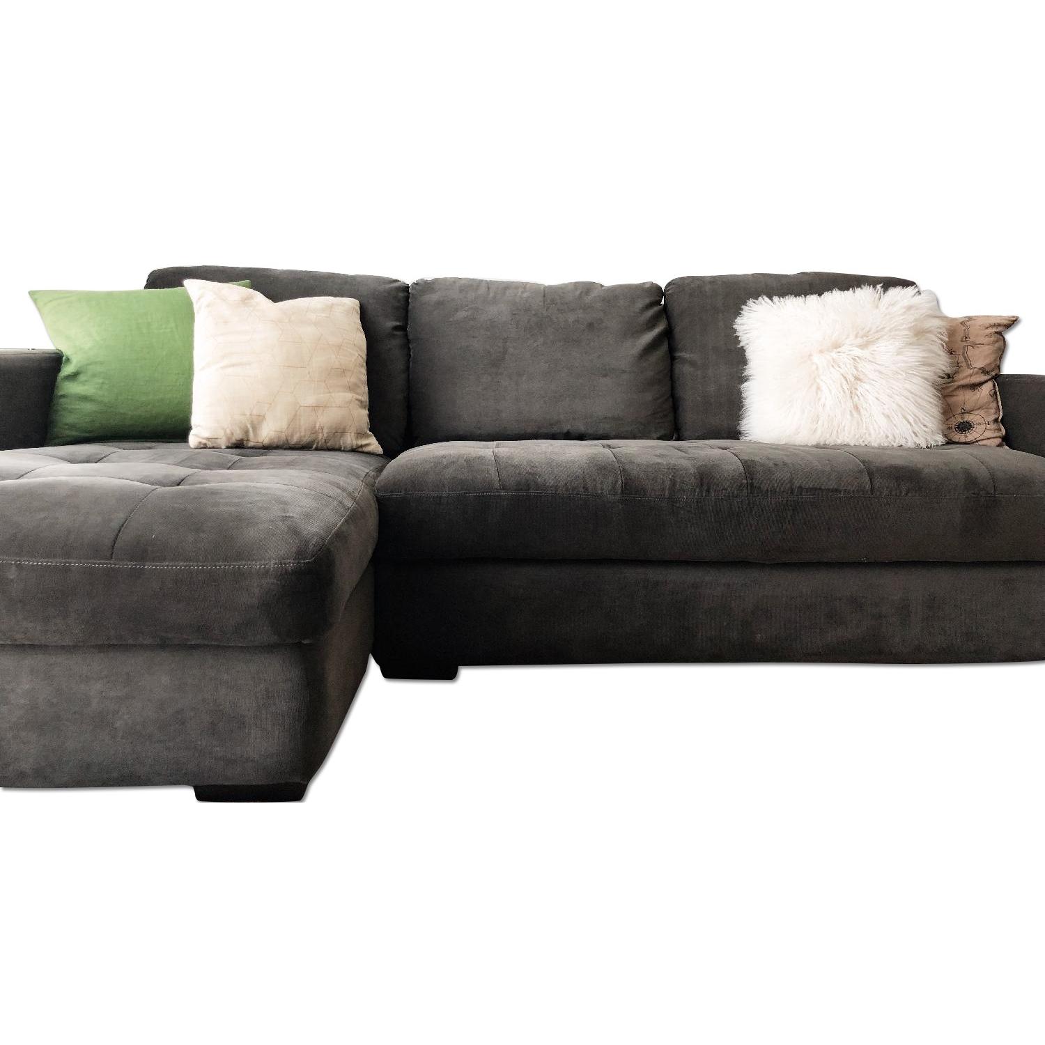 Jennifer Convertibles Grey Sectional Sofa w/ Storage AptDeco