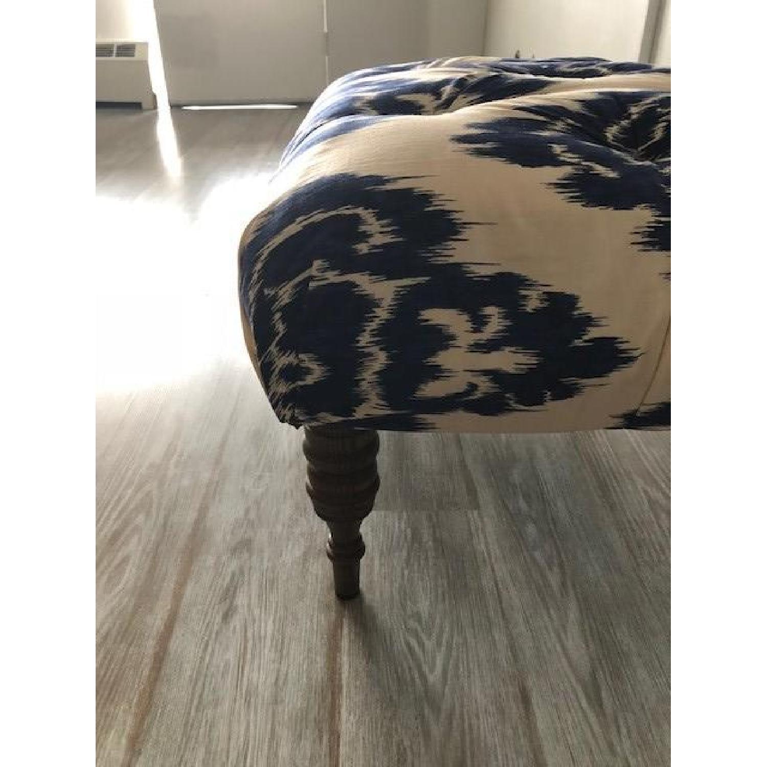 Horchow Emily Tufted Blue & White Ikat Ottoman - image-3